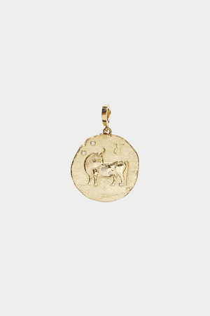 Of The Stars Taurus Large Coin Charm, Yellow Gold