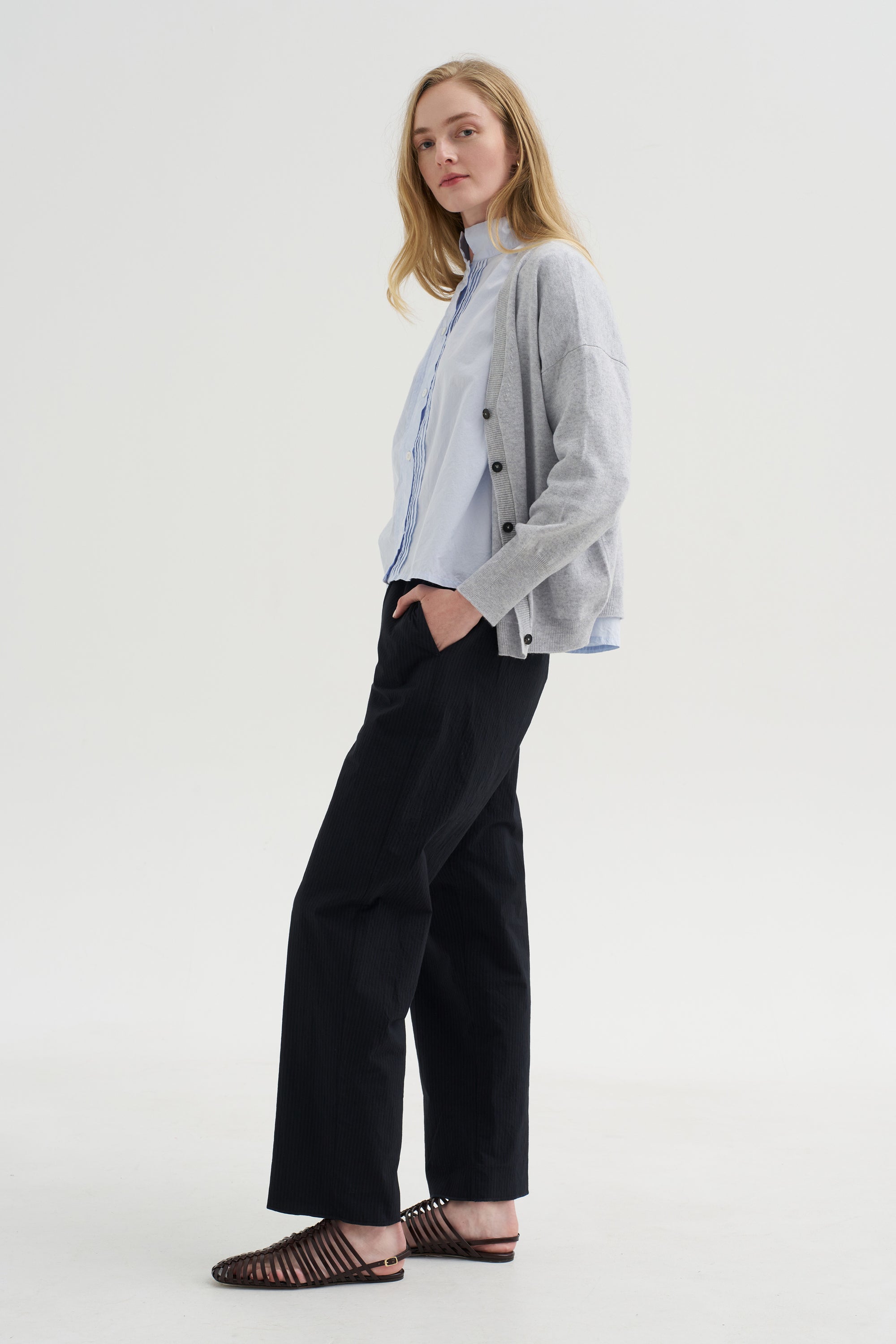 Silvy Pants, Black &amp; Navy Stripe