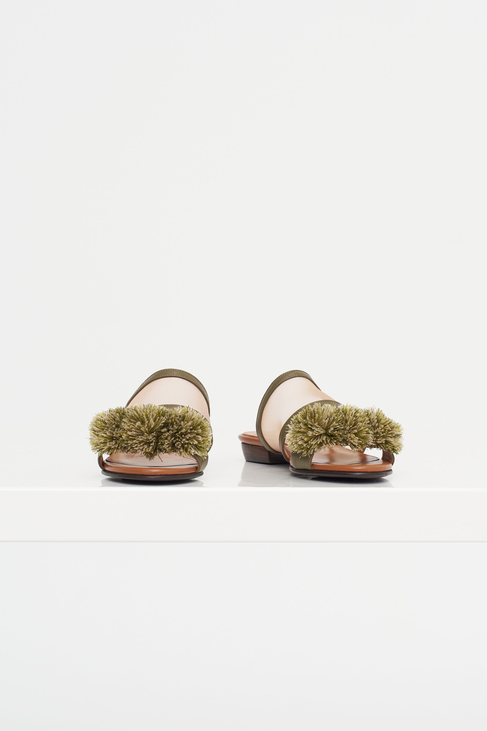 Alexa - Flat Leather Sandal, Military Green