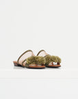 Alexa - Flat Leather Sandal, Military Green
