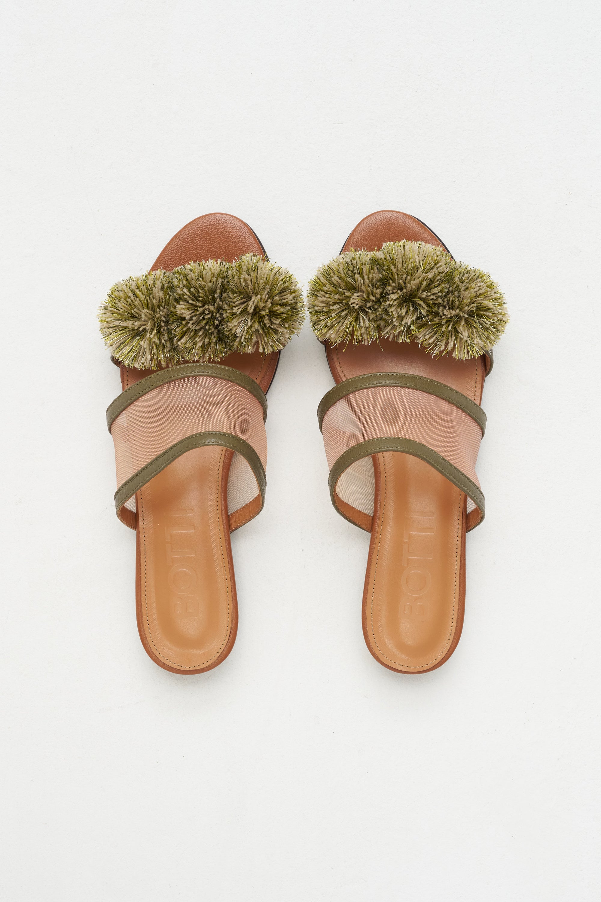 Alexa - Flat Leather Sandal, Military Green
