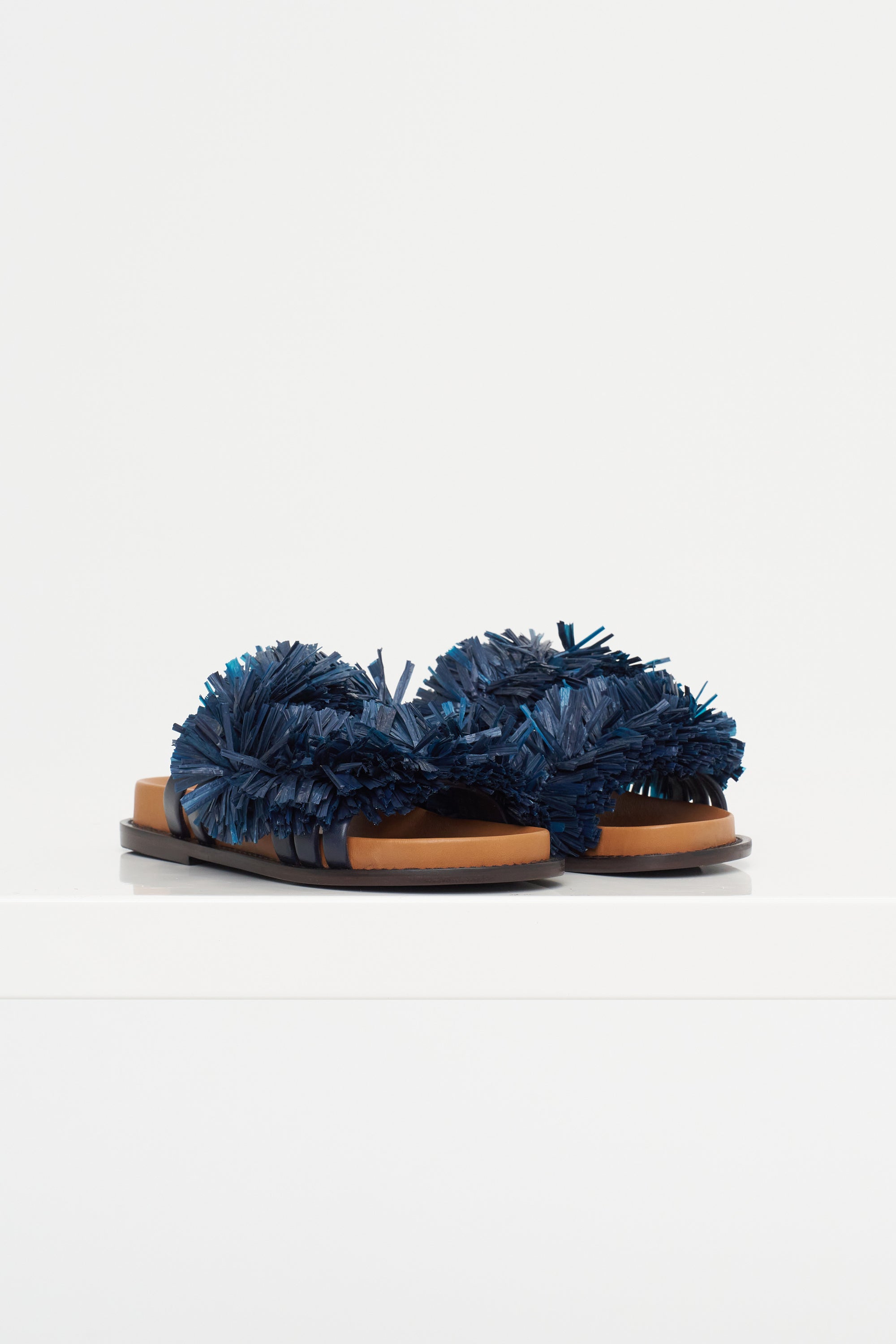 Alice - Raffia Flip Flops, Navy Blue