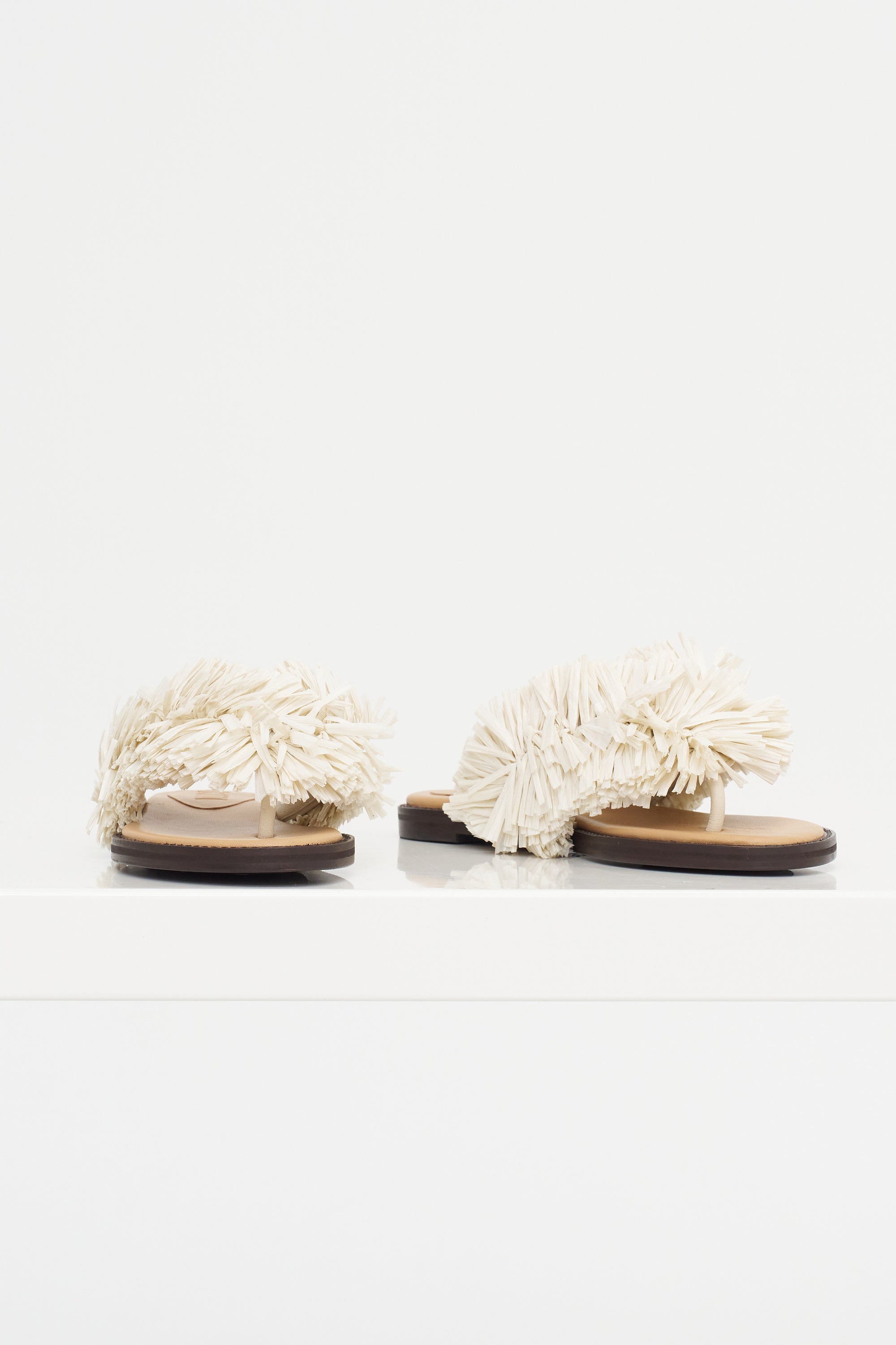 Ayla - Raffia Flip Flops, Off-White