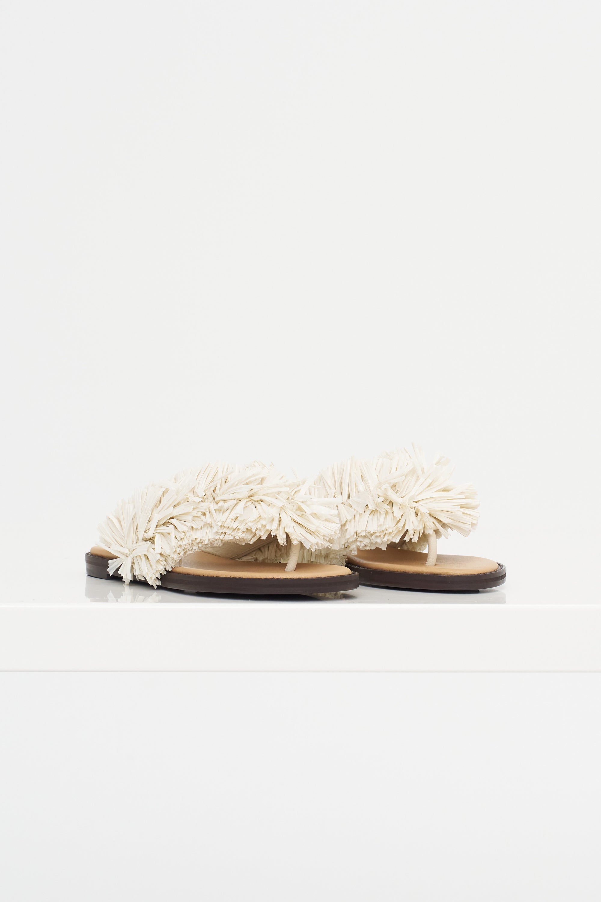 Ayla - Raffia Flip Flops, Off-White