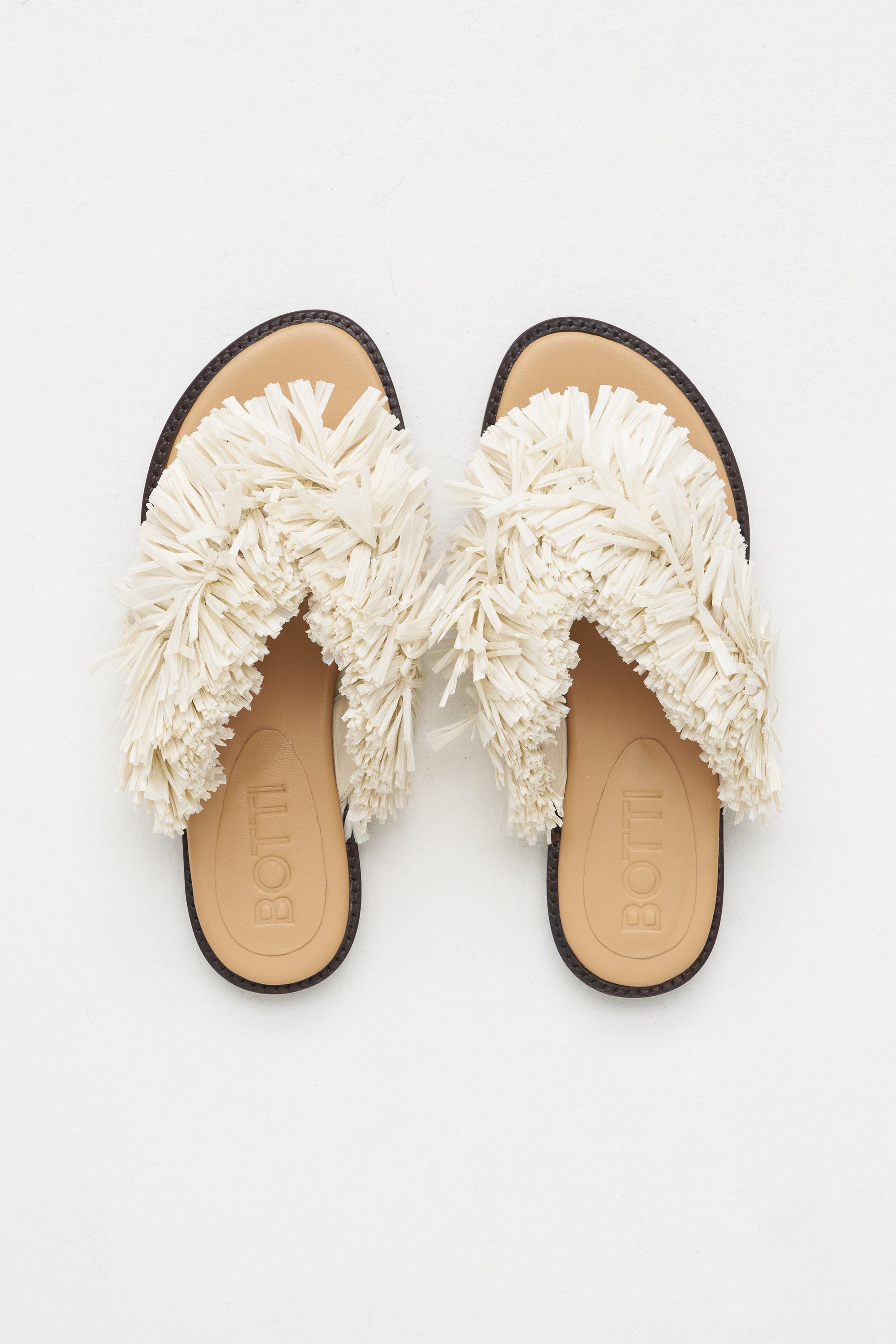Ayla - Raffia Flip Flops, Off-White