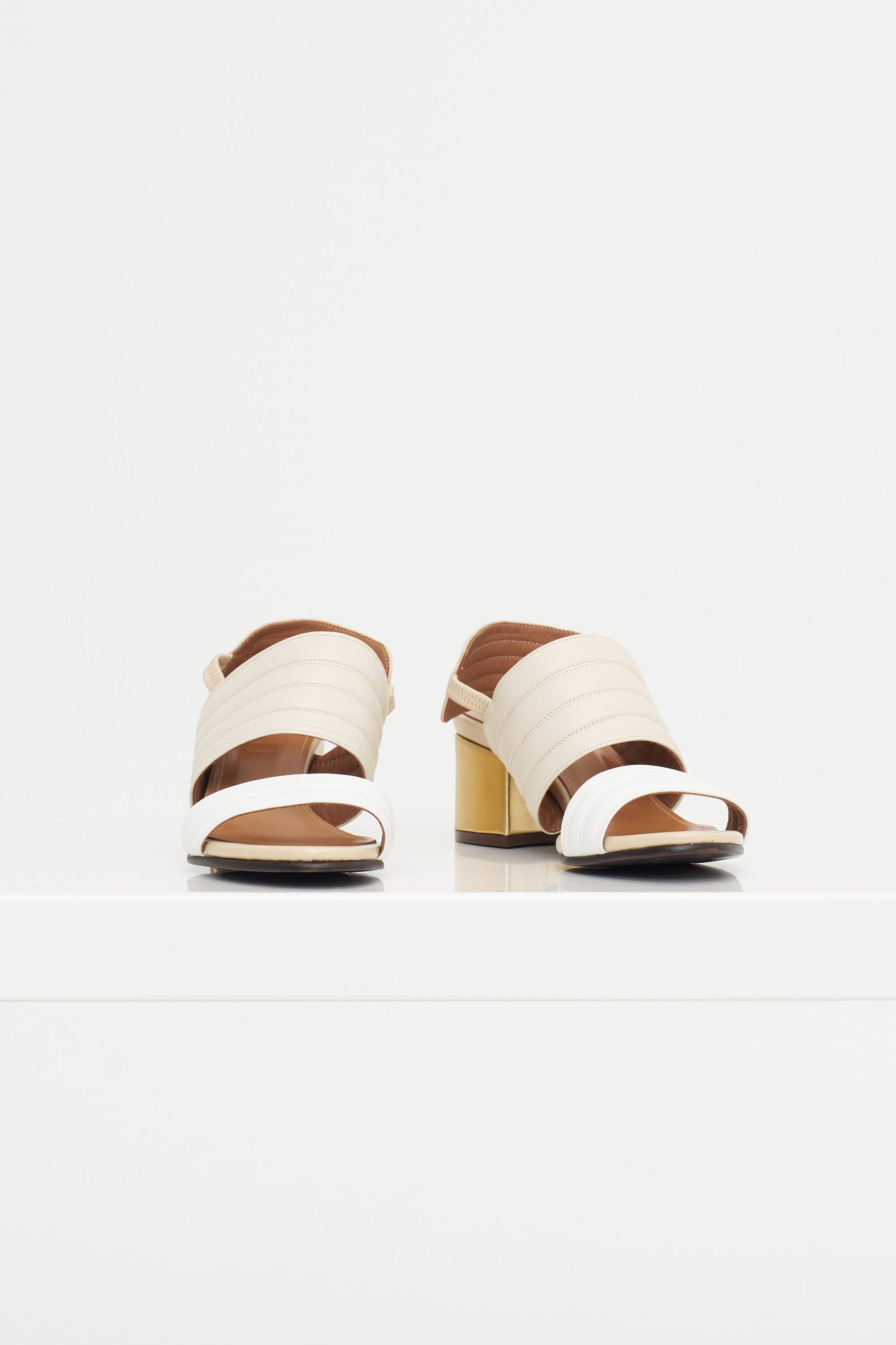 Laura - Leather Heeled Sandal, Off-White