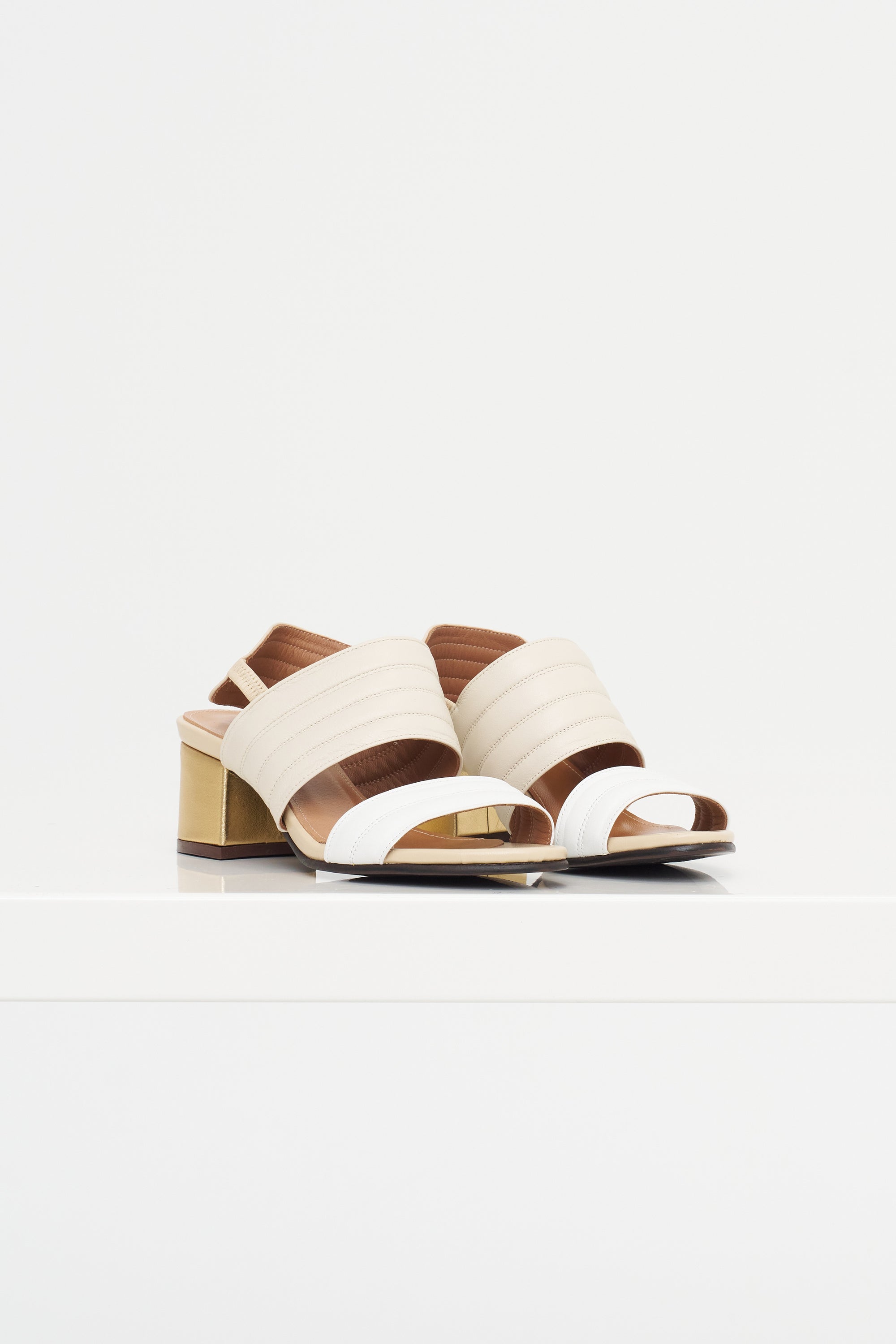 Laura - Leather Heeled Sandal, Off-White
