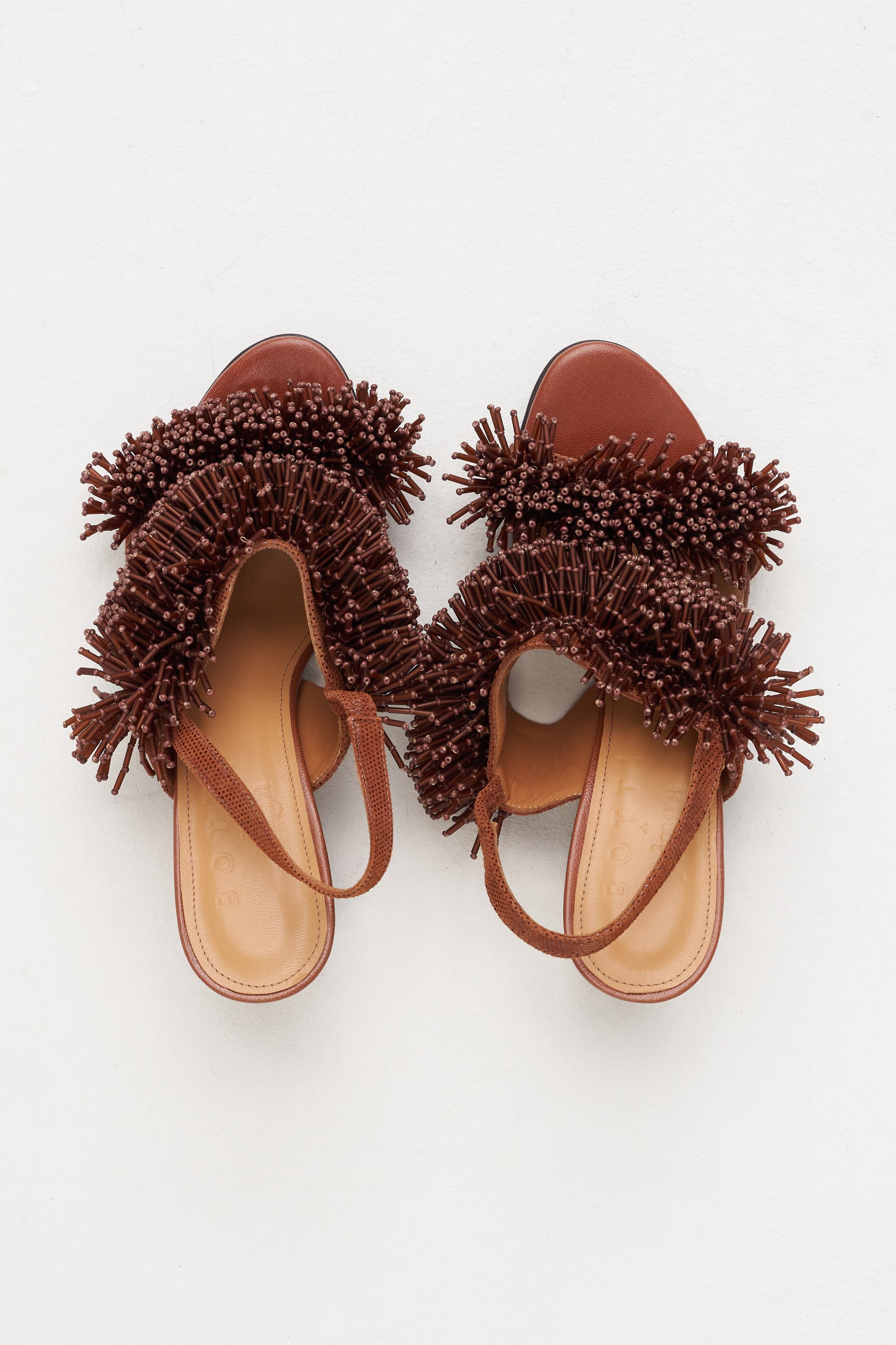 Olinda - Beaded Heeled Sandal, Cappuccino
