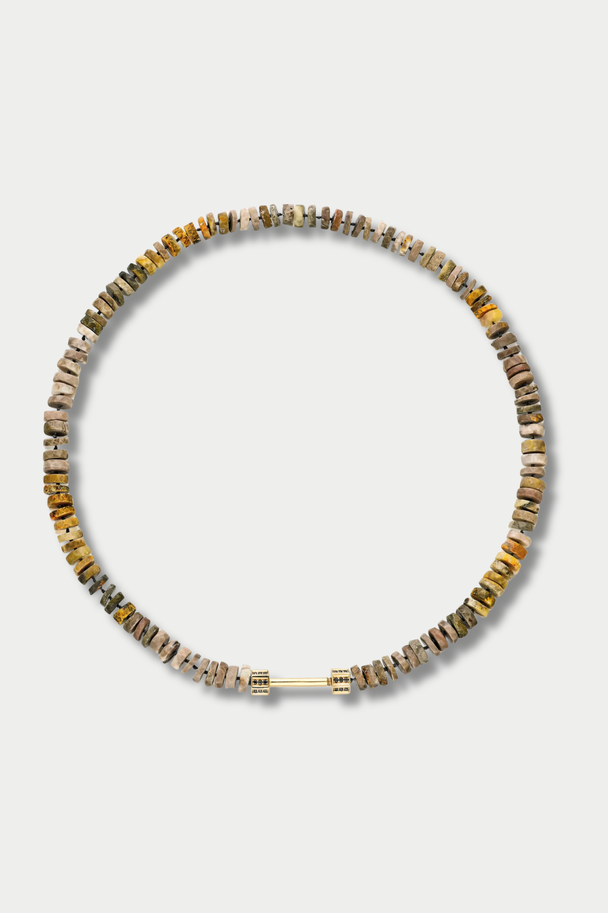 "Bosfor" Faceted Disc Bead Strand, Jasper &amp; Black Diamonds