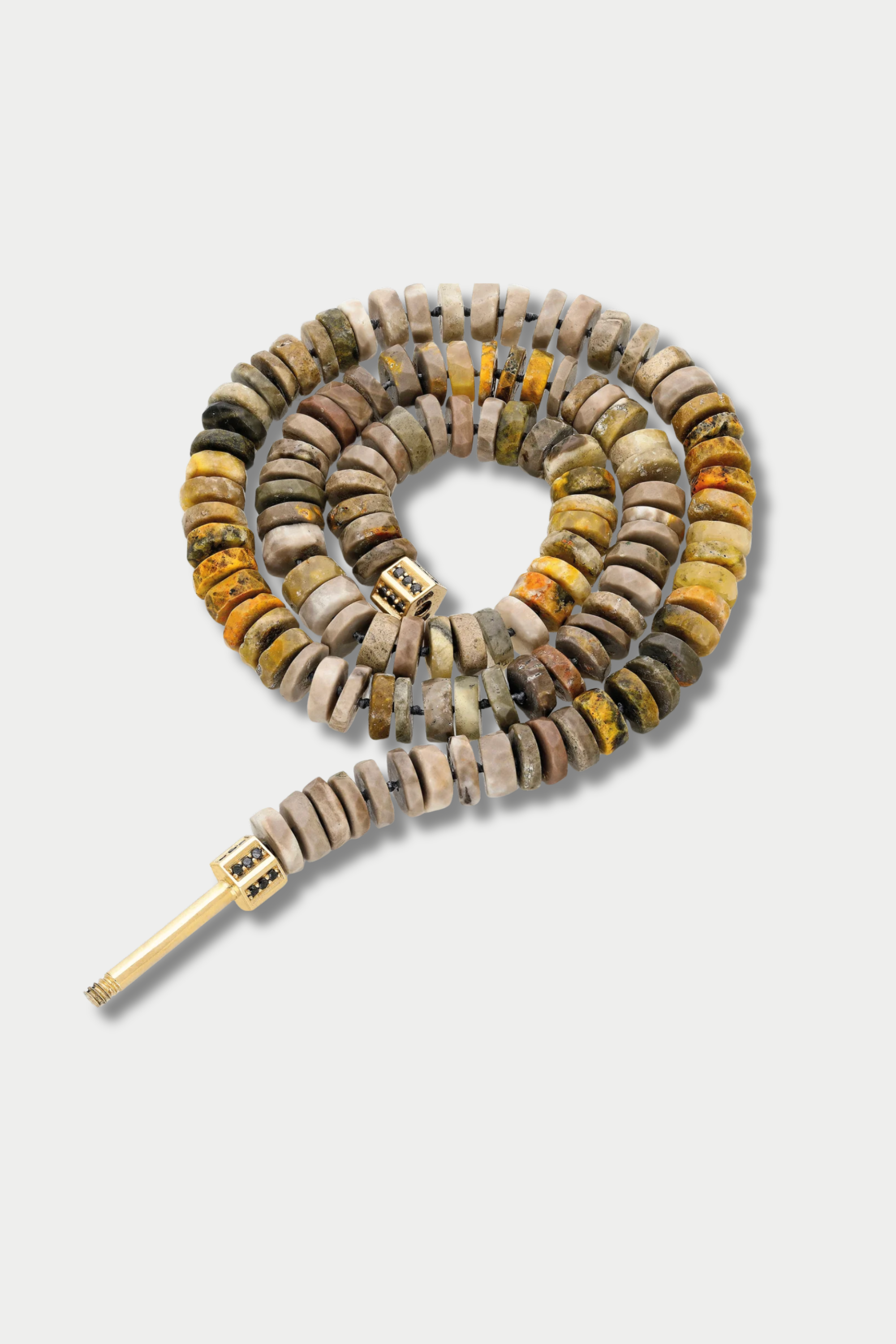 "Bosfor" Faceted Disc Bead Strand, Jasper &amp; Black Diamonds