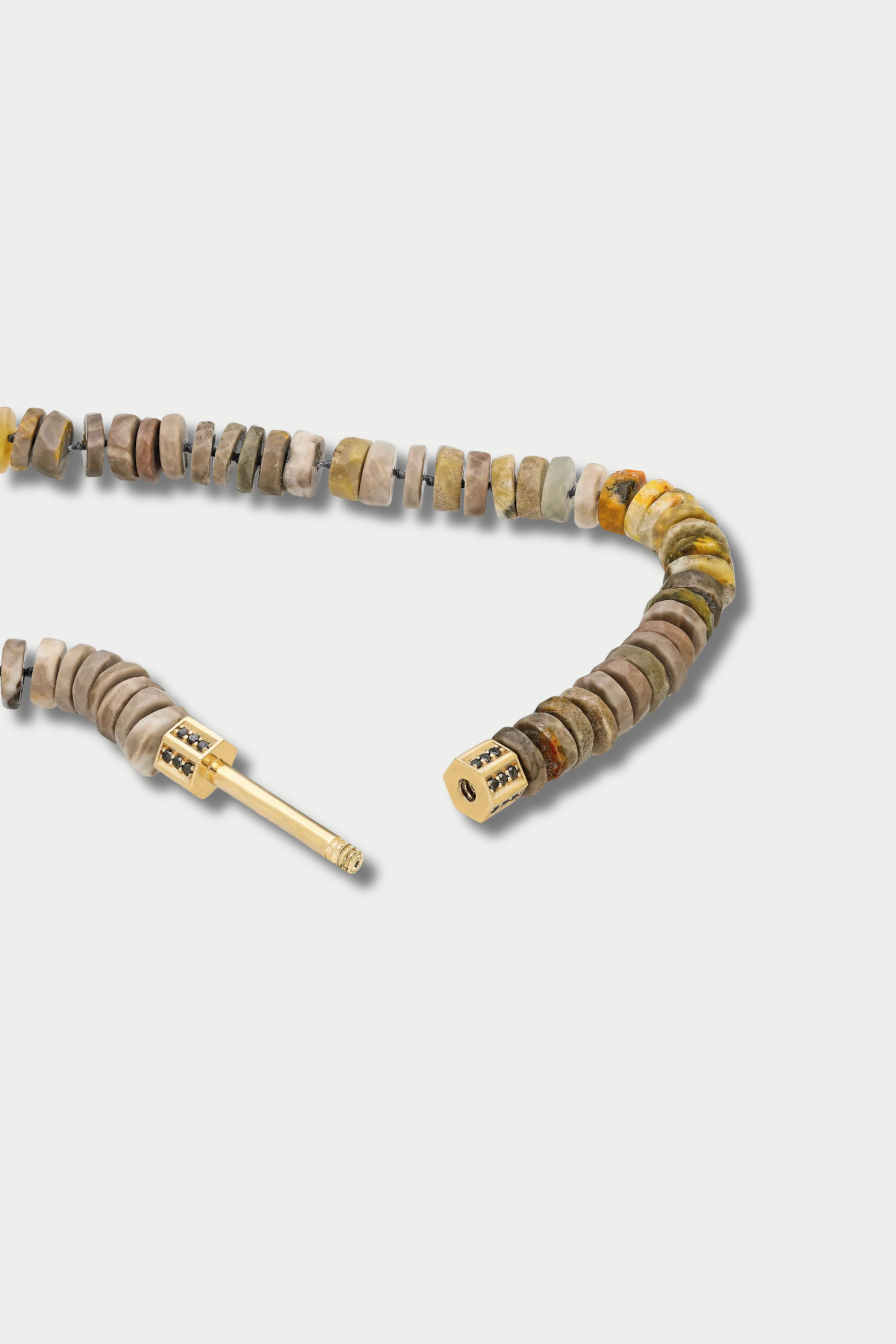 "Bosfor" Faceted Disc Bead Strand, Jasper &amp; Black Diamonds