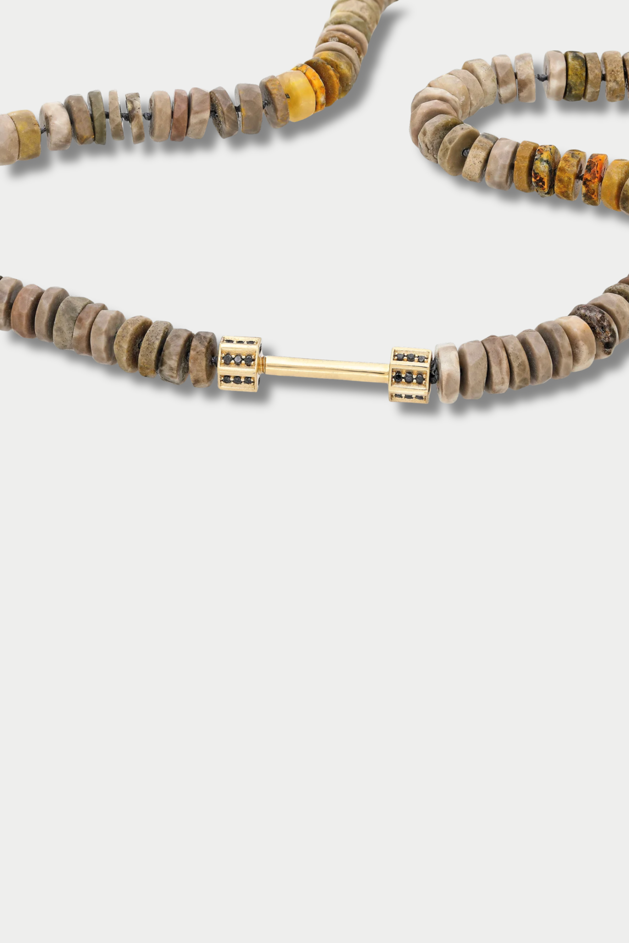 "Bosfor" Faceted Disc Bead Strand, Jasper &amp; Black Diamonds