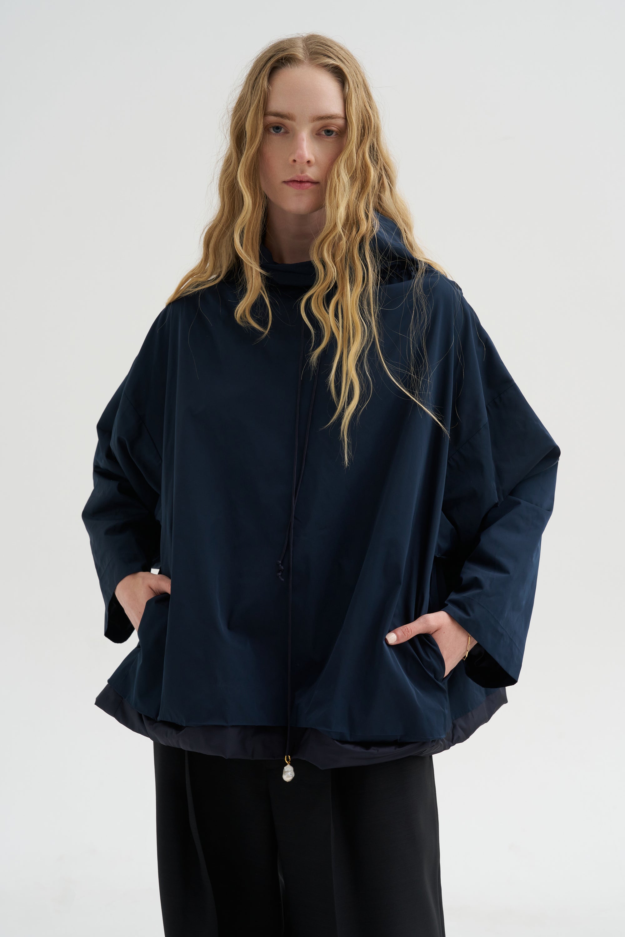 High-Neck Pearl Top, Midnight