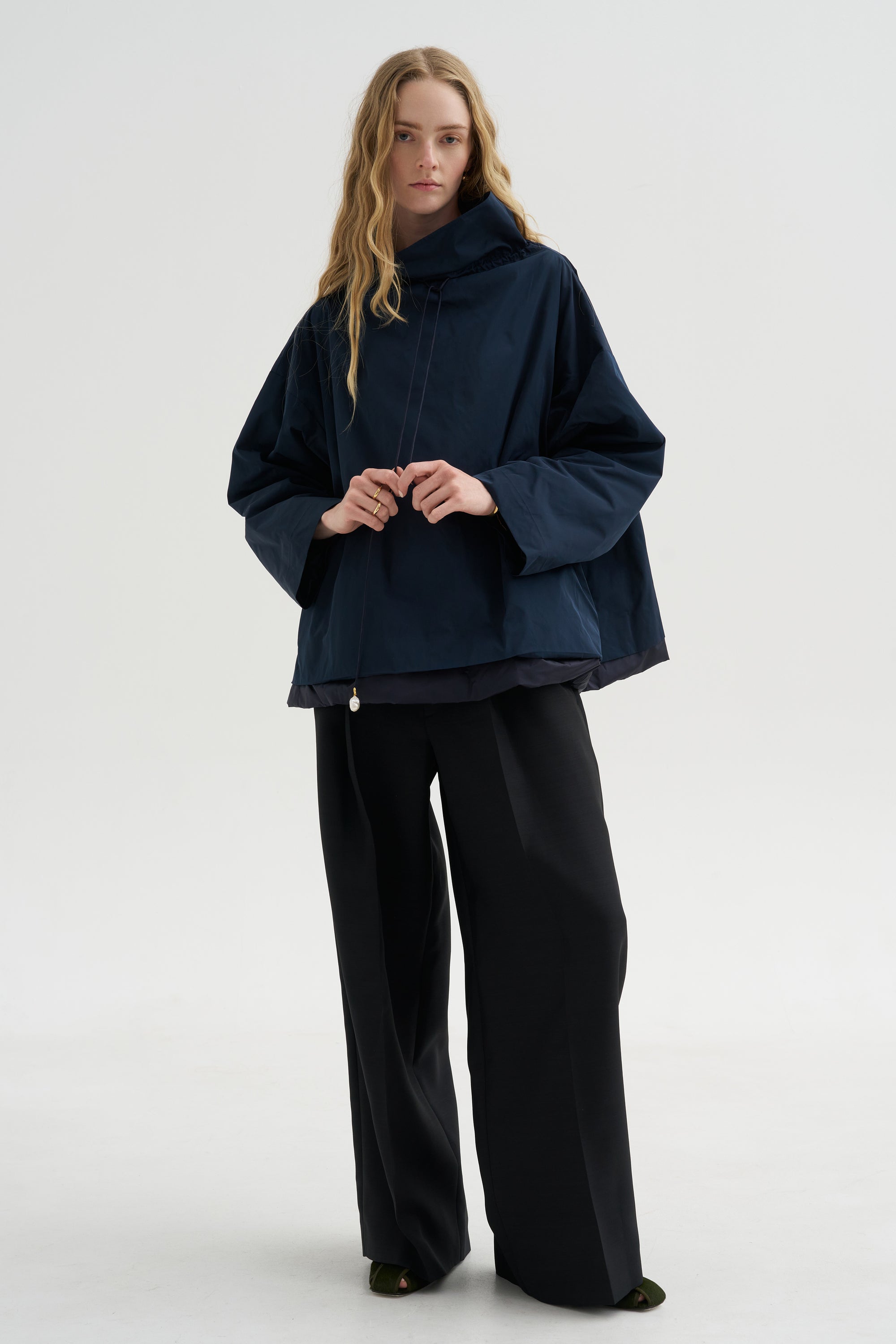 High-Neck Pearl Top, Midnight