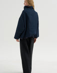 High-Neck Pearl Top, Midnight