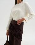 Fringed Bandana Scarf, Chocolate