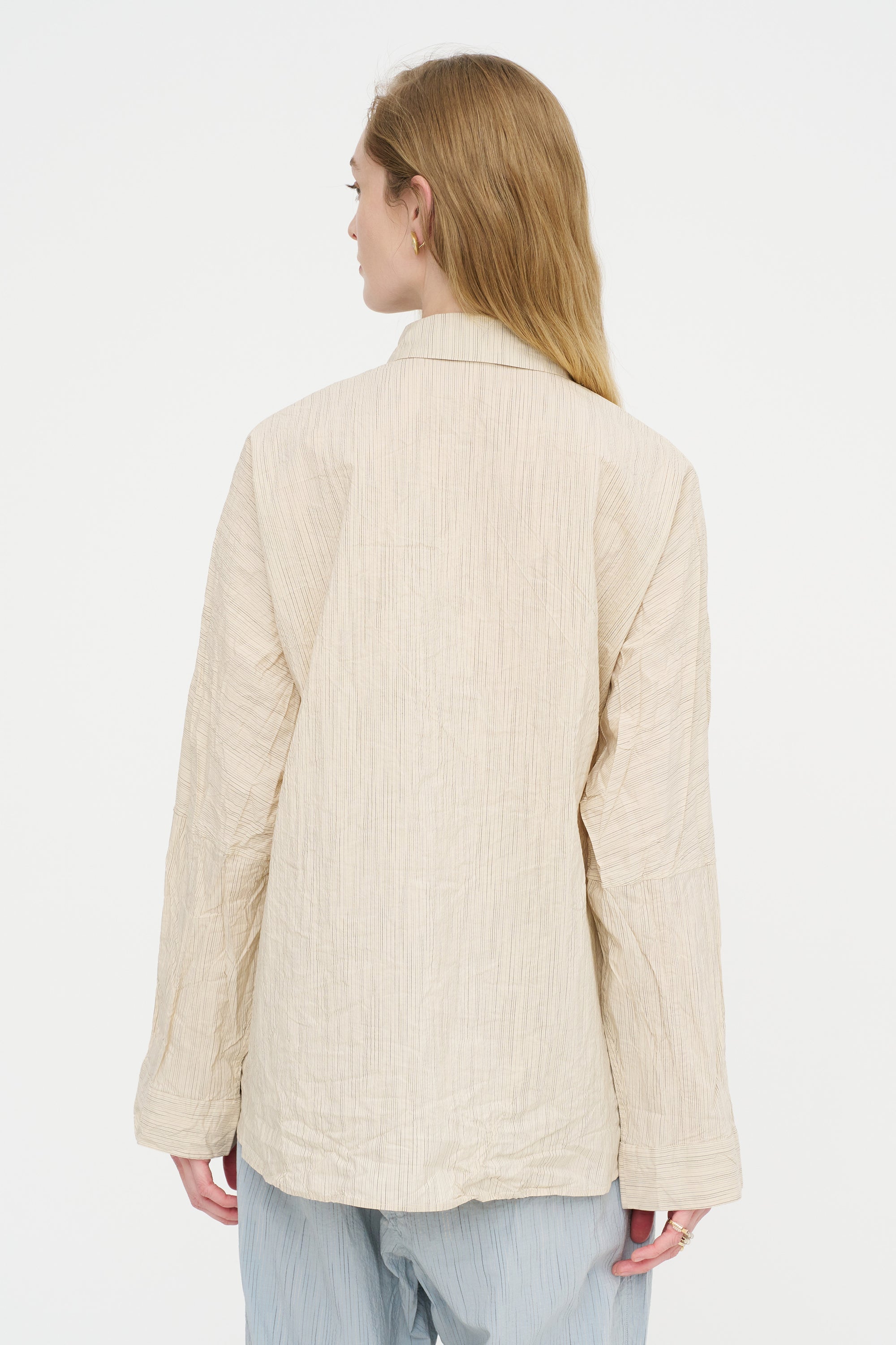 Waga Long Sleeve Shirt - Wind Stripe, Nat Stripe