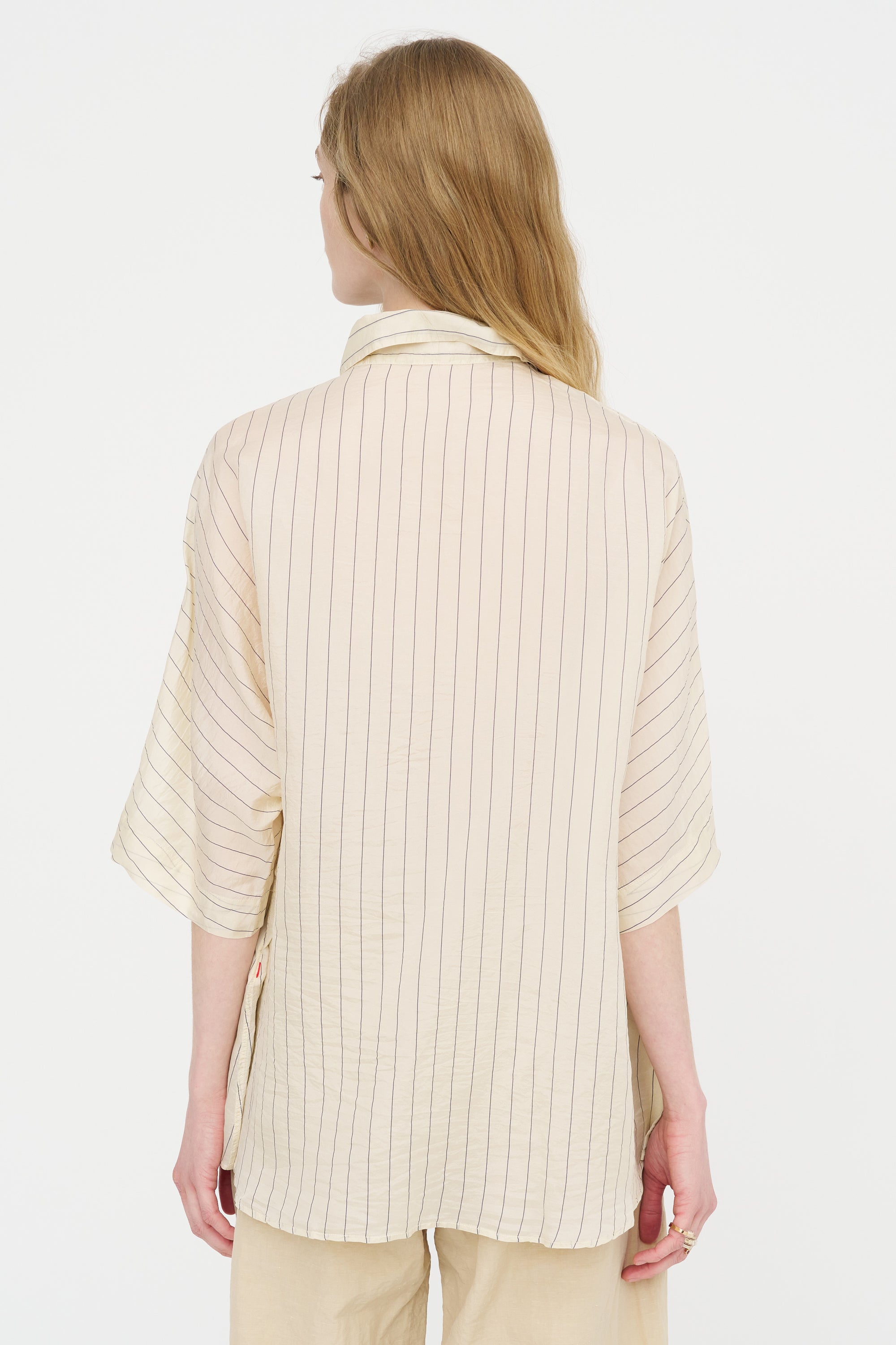 Waga Short Sleeve Shirt - Taffeta Silk, Stripe 1