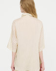 Waga Short Sleeve Shirt - Taffeta Silk, Stripe 1