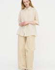 Waga Short Sleeve Shirt - Taffeta Silk, Stripe 1
