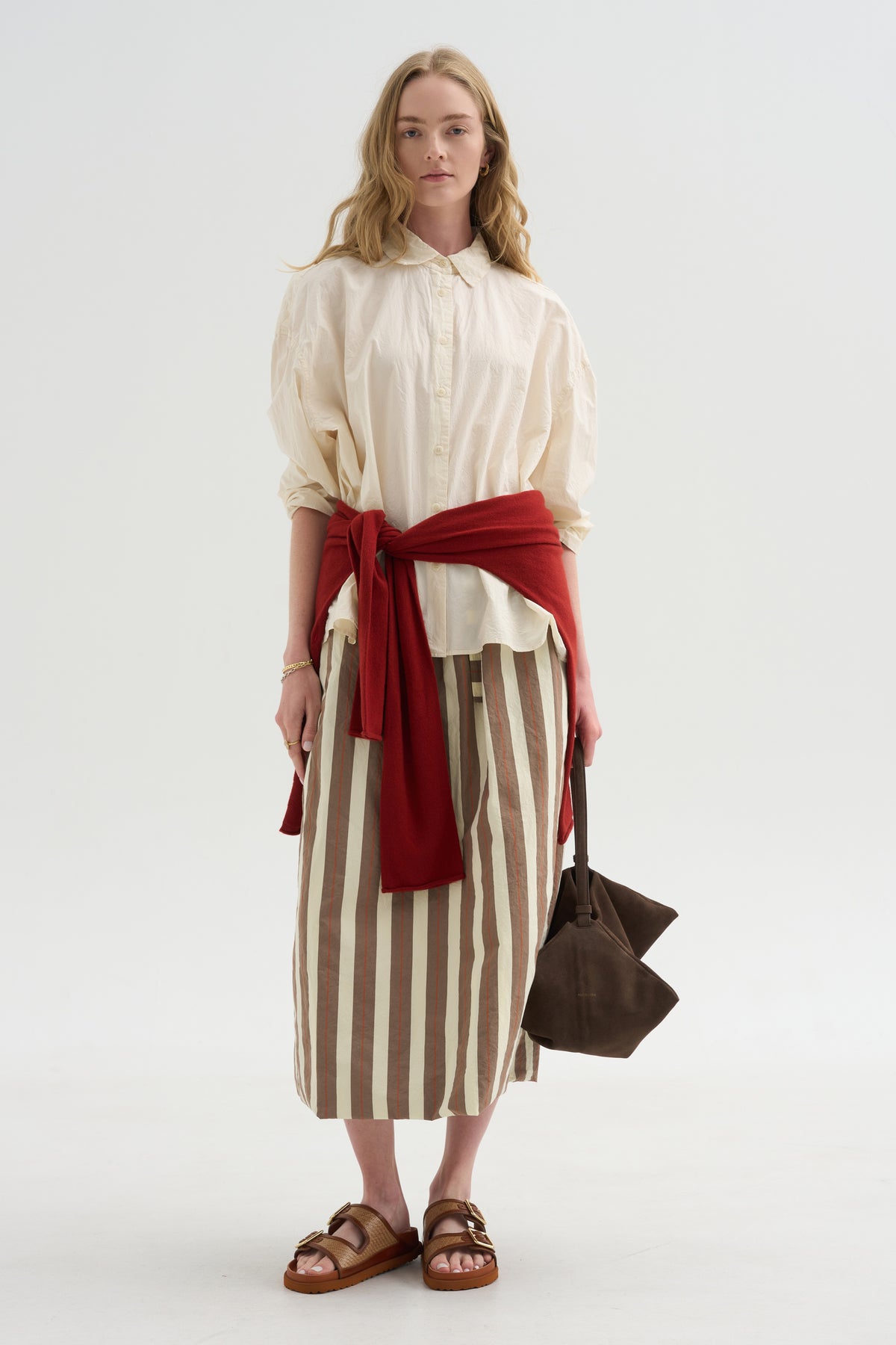 Jennie Skirt, Beige Stripe