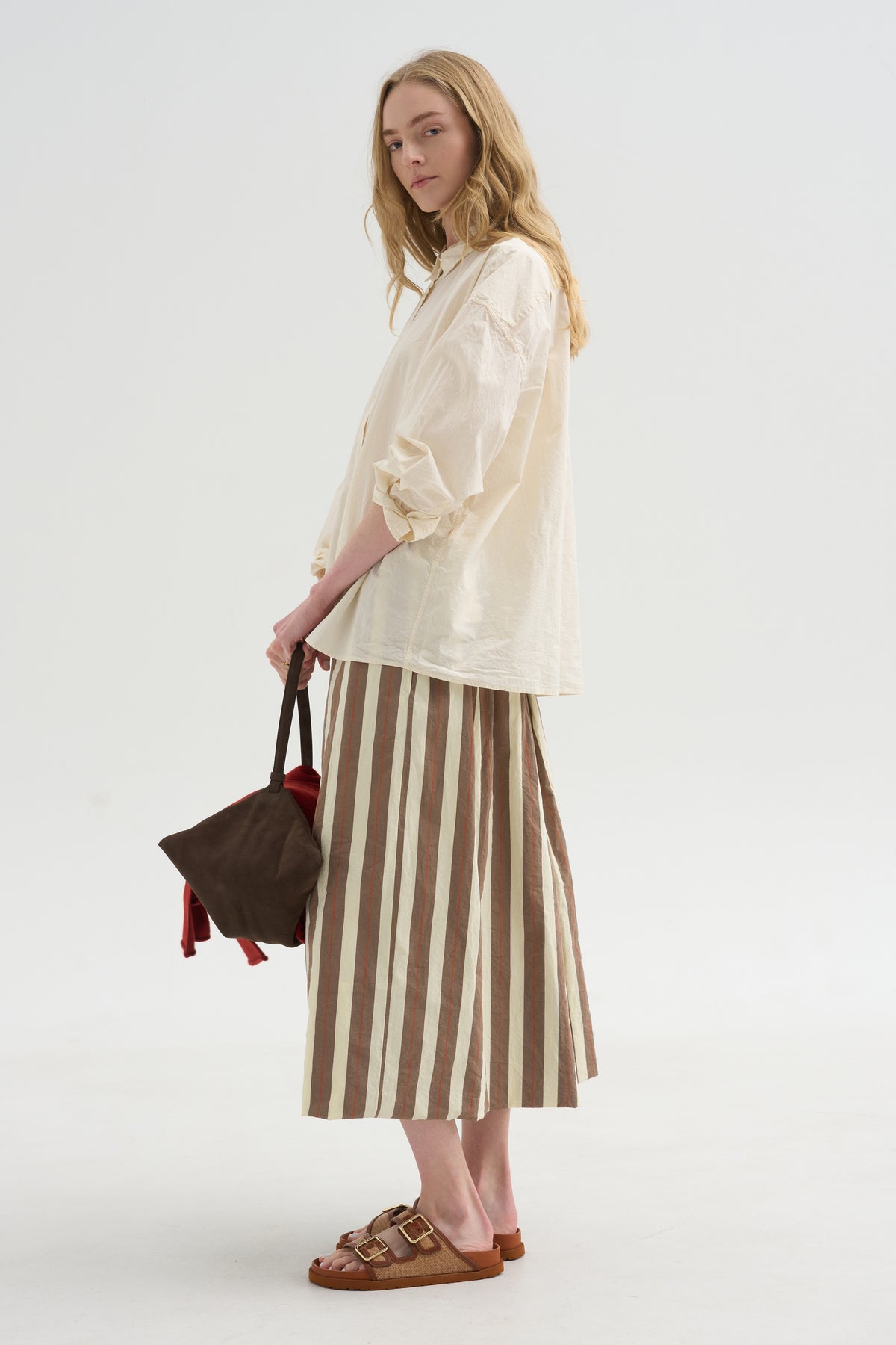 Jennie Skirt, Beige Stripe