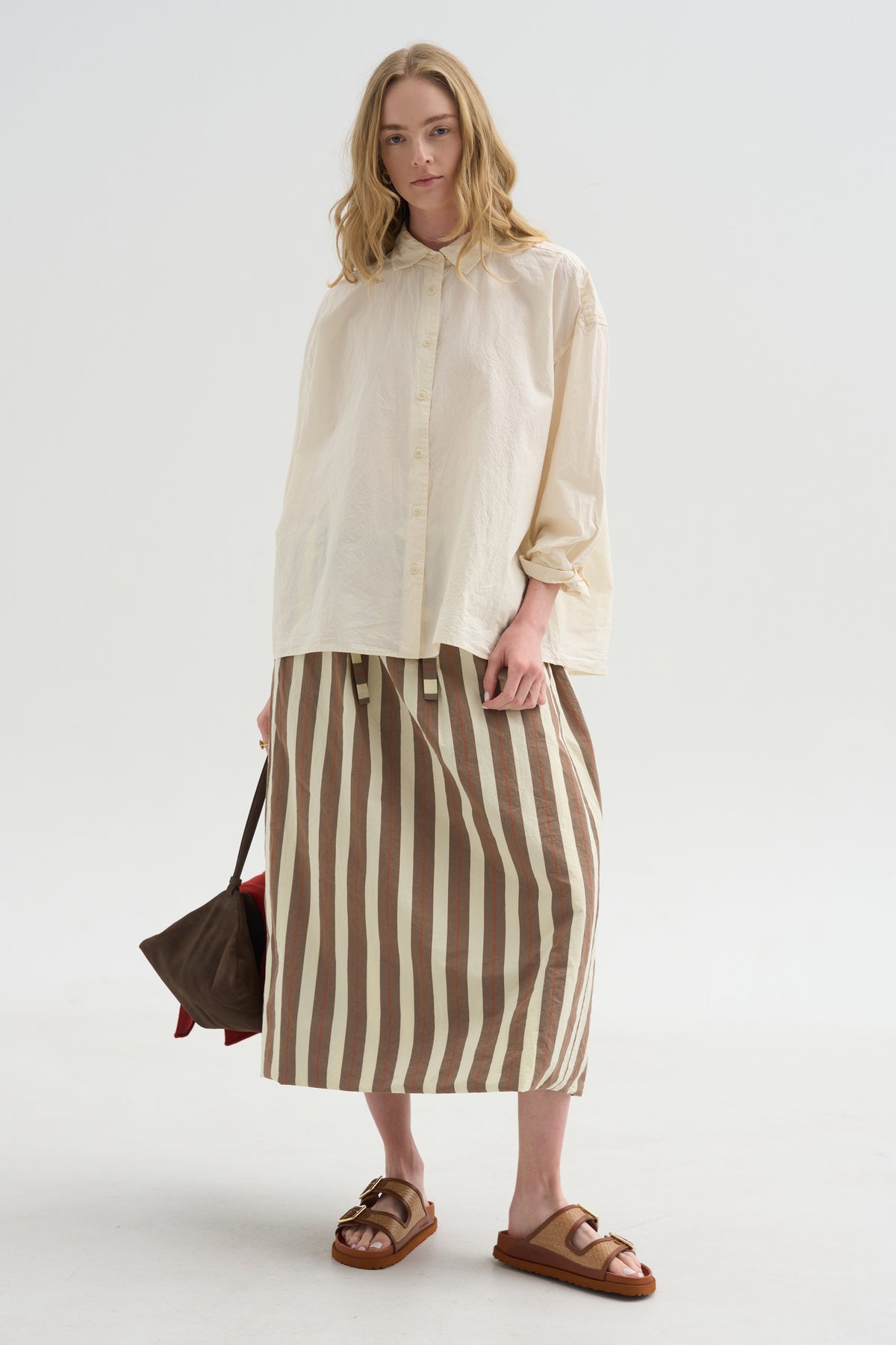Jennie Skirt, Beige Stripe