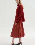 Bb Pleat Skirt, Brick