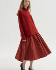Bb Pleat Skirt, Brick