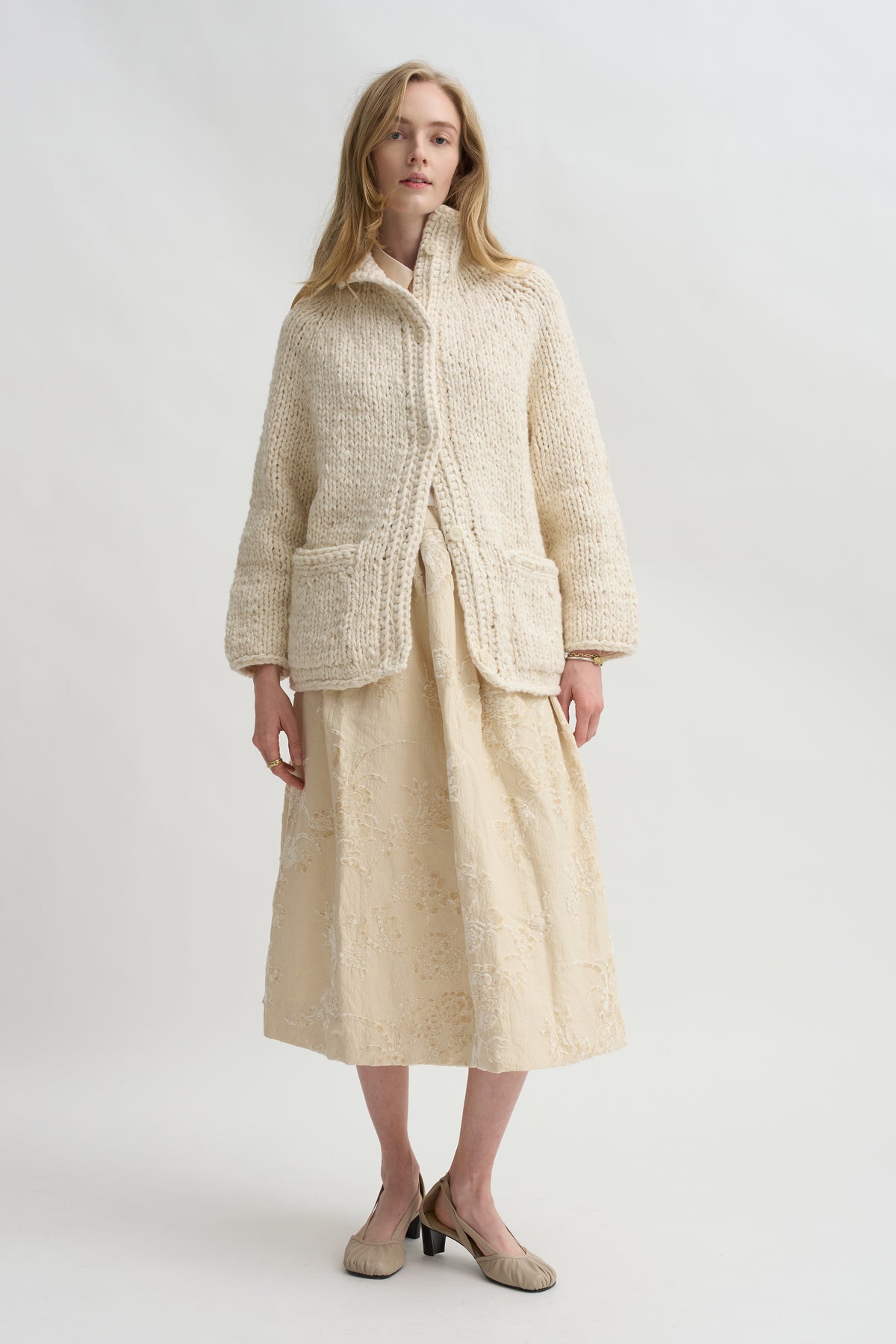 Ghosty Jacquard Skirt, Natural