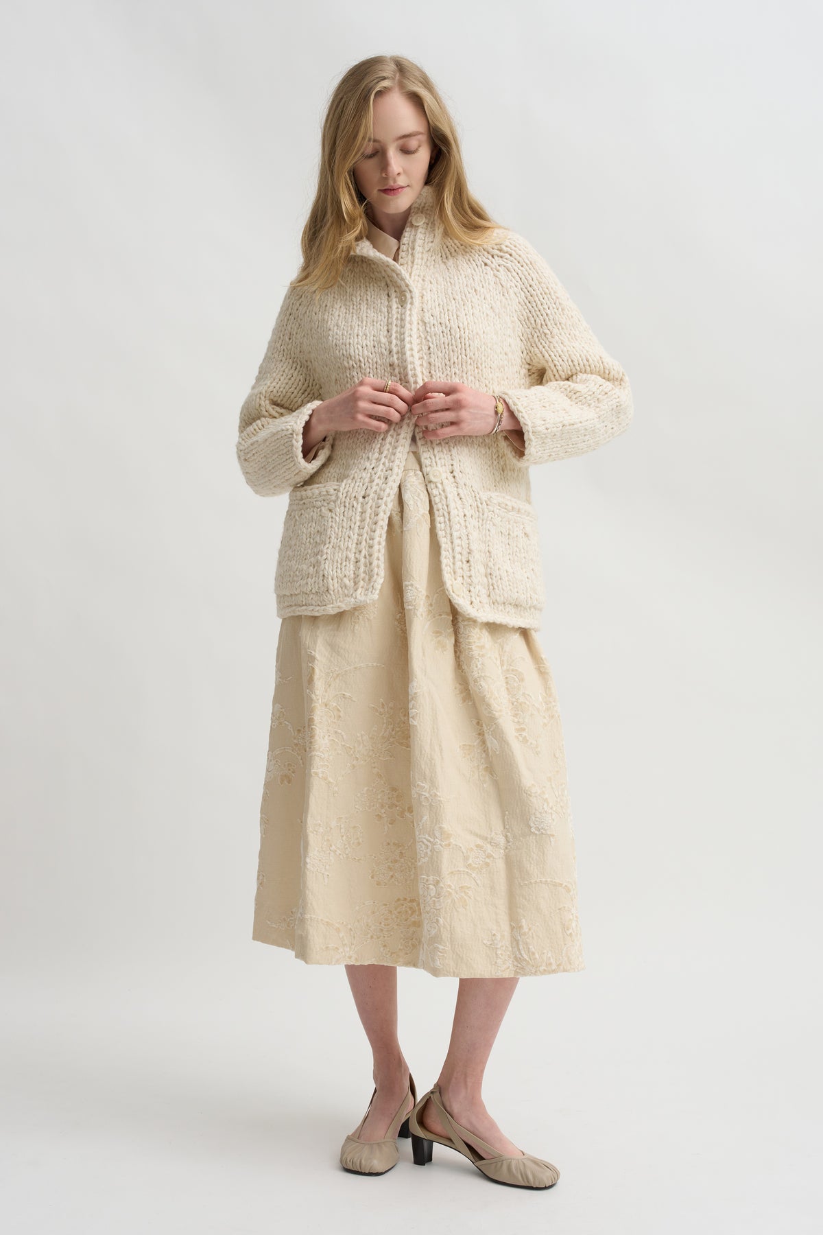 Ghosty Jacquard Skirt, Natural
