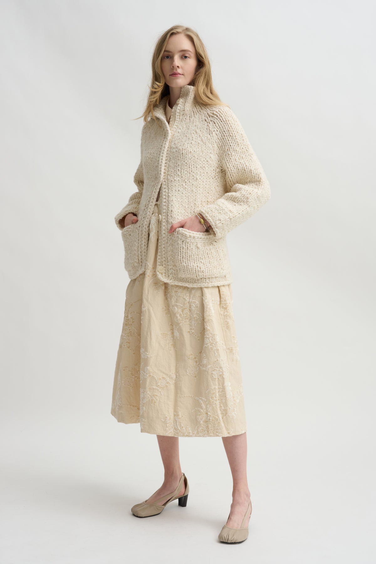 Ghosty Jacquard Skirt, Natural