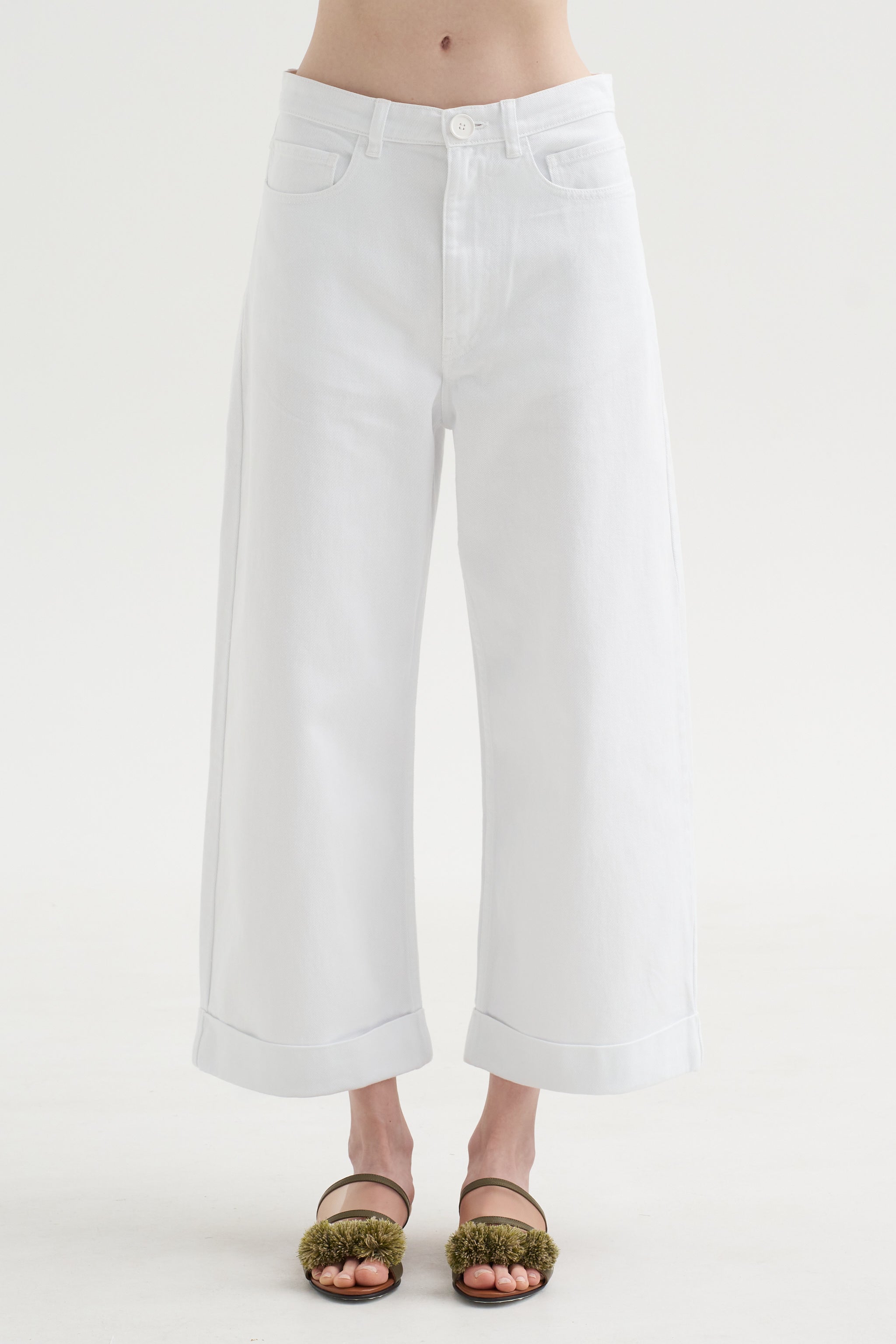 Pullosa - Denim Pants, Optical White – Kick Pleat