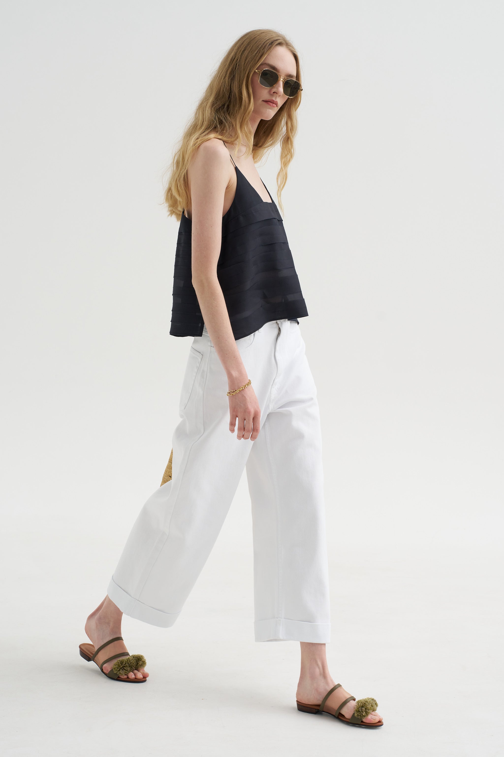 Pullosa - Denim Pants, Optical White – Kick Pleat