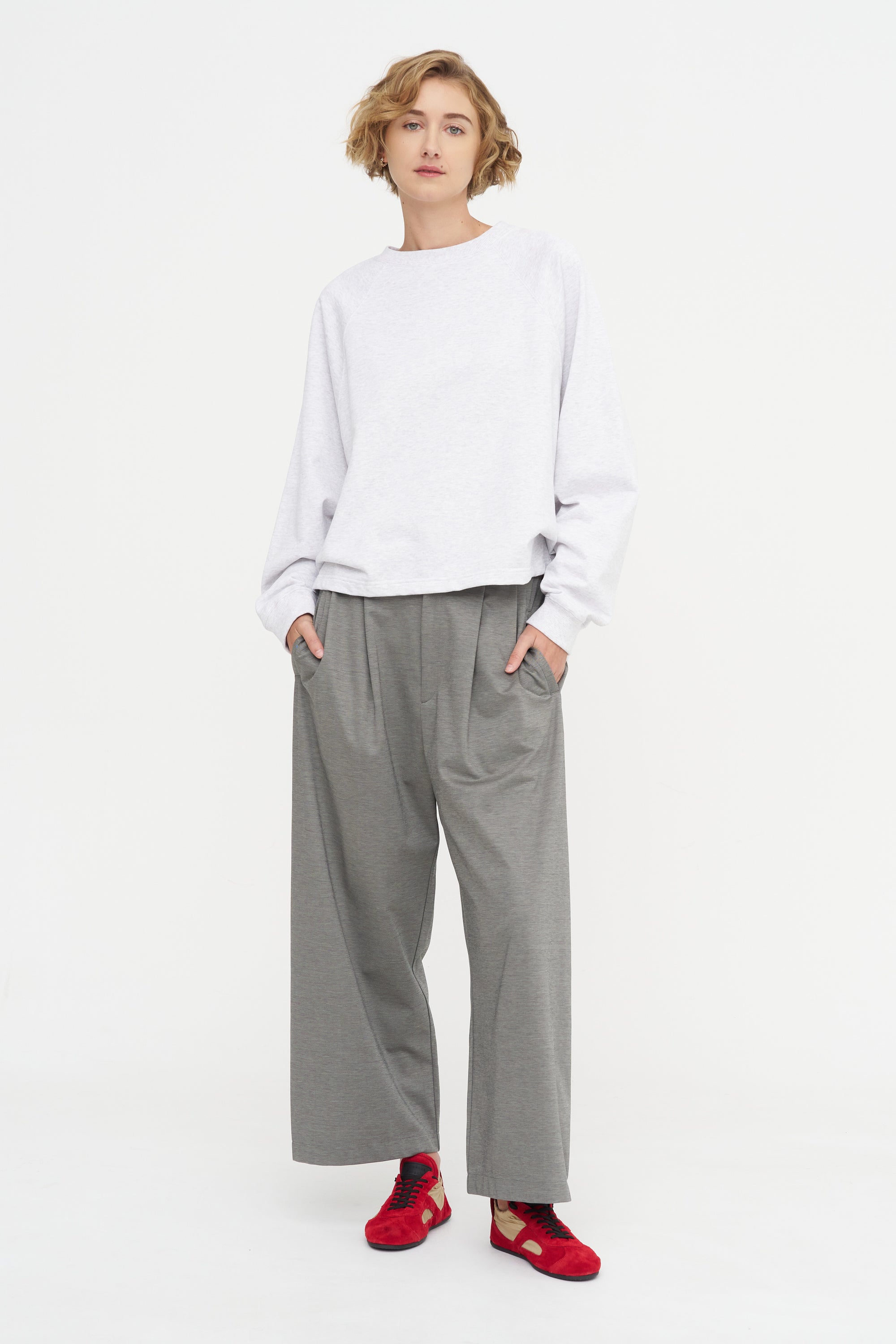 Kaya - Tucked Hem Top, Ice Grey