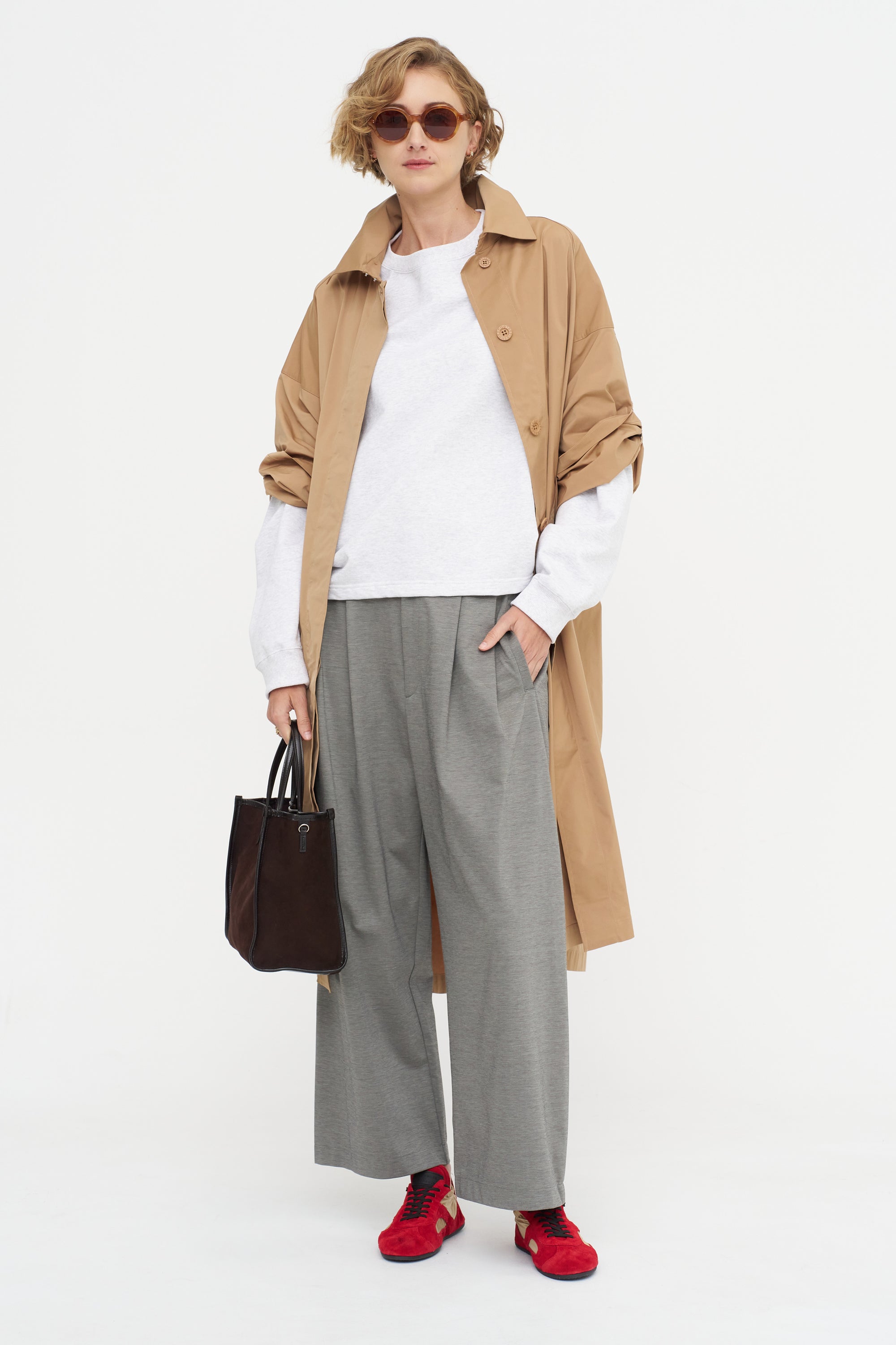 Kaya - Tucked Hem Top, Ice Grey