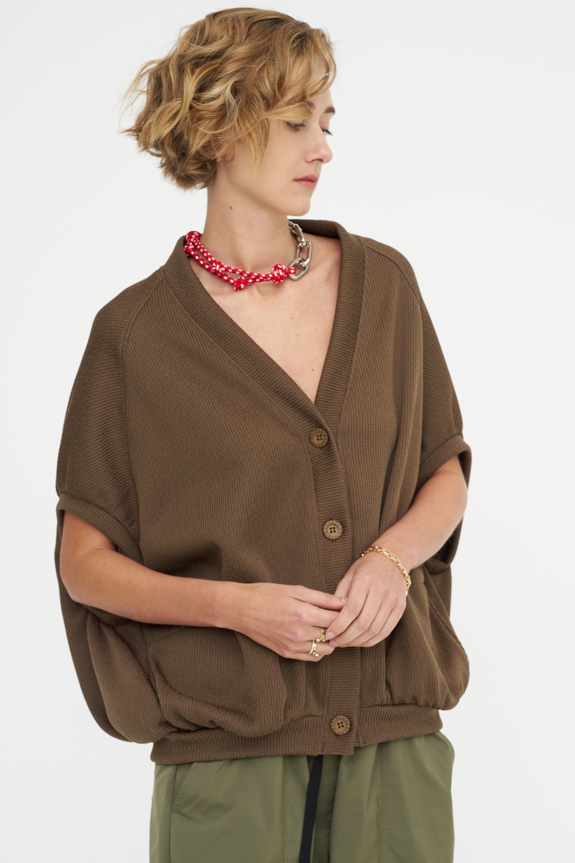 Neela - Puff Sleeve Cardigan, Bronze