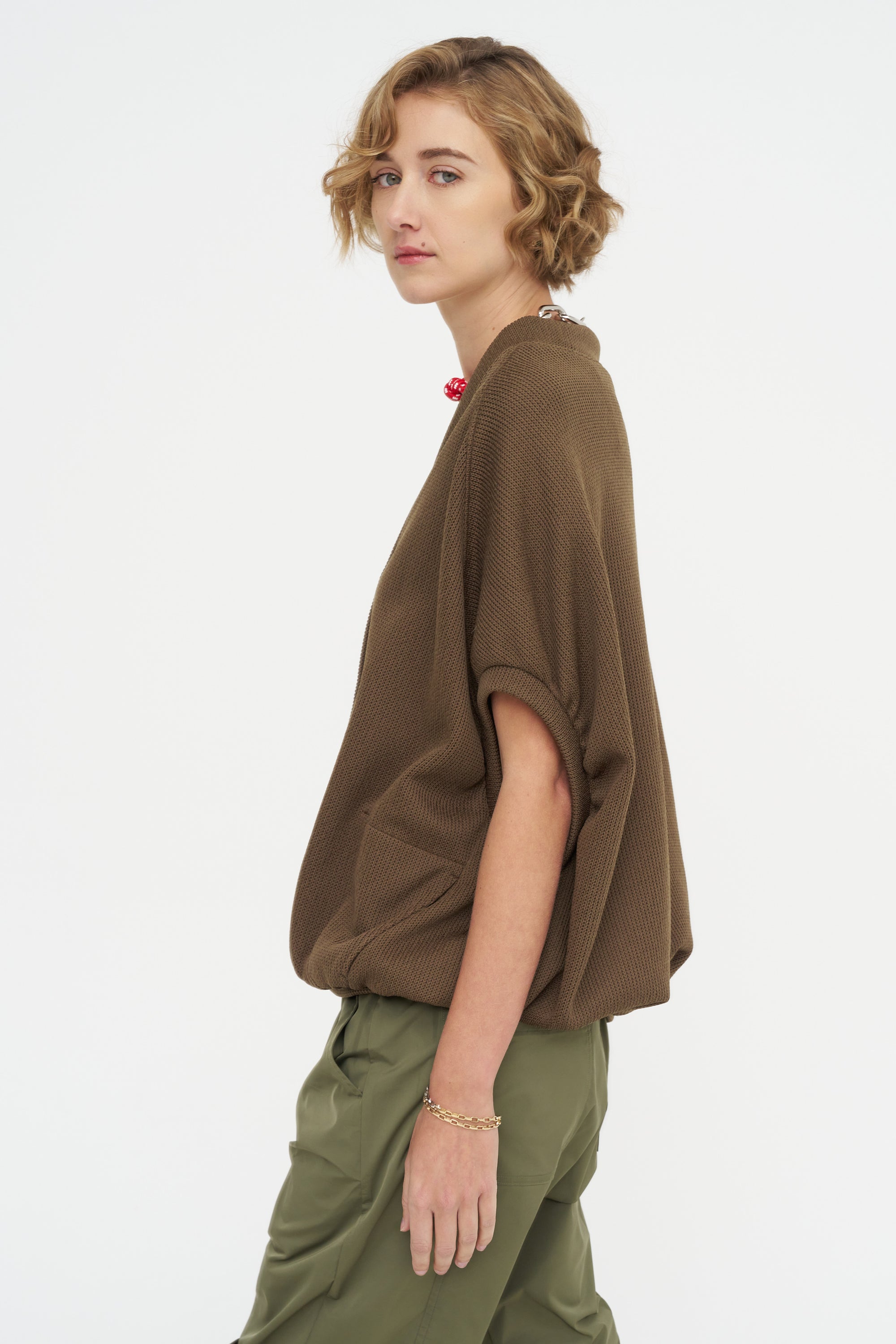 Neela - Puff Sleeve Cardigan, Bronze