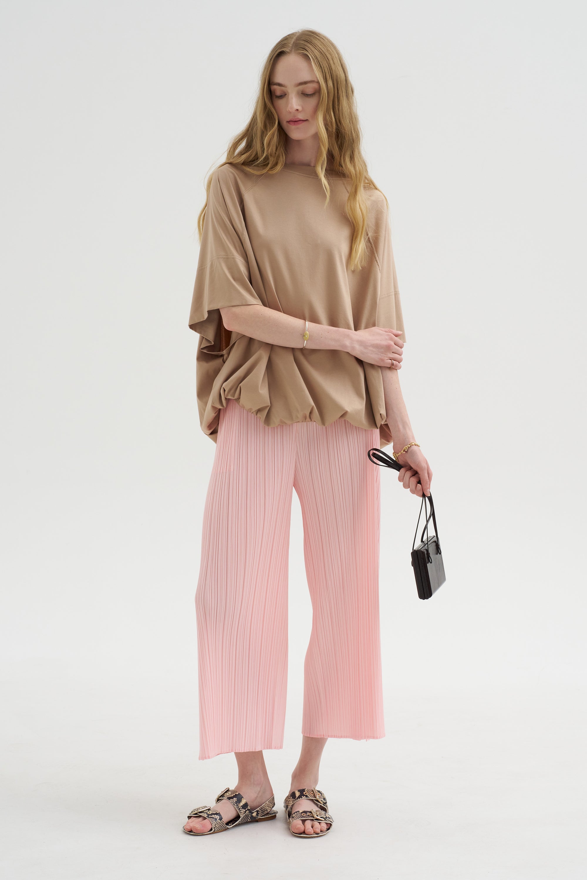 Lillyana - Puffy Short Sleeve Top, Chai
