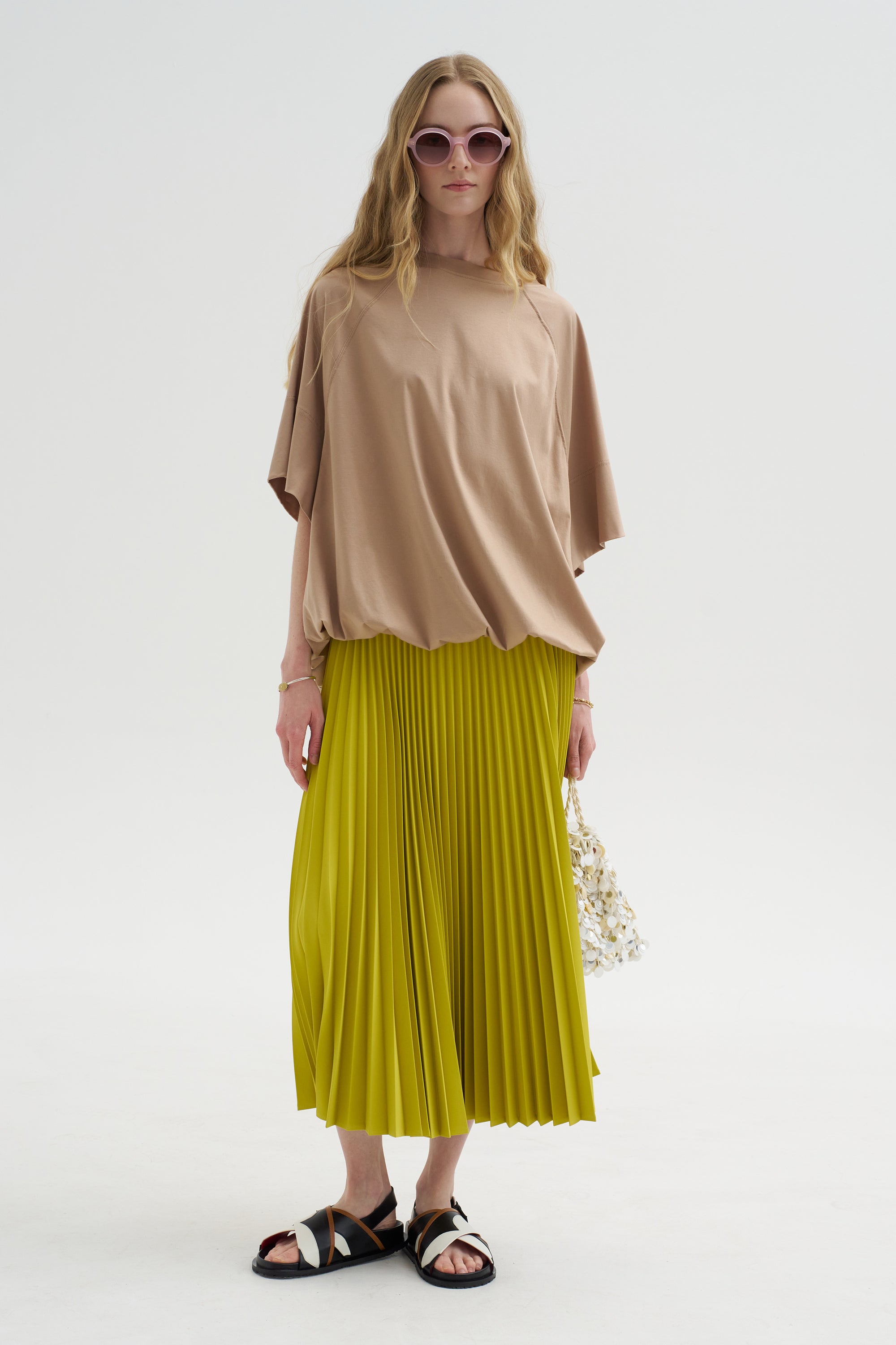 Nessa - Accordion Pleated Skirt, Atomic Yellow