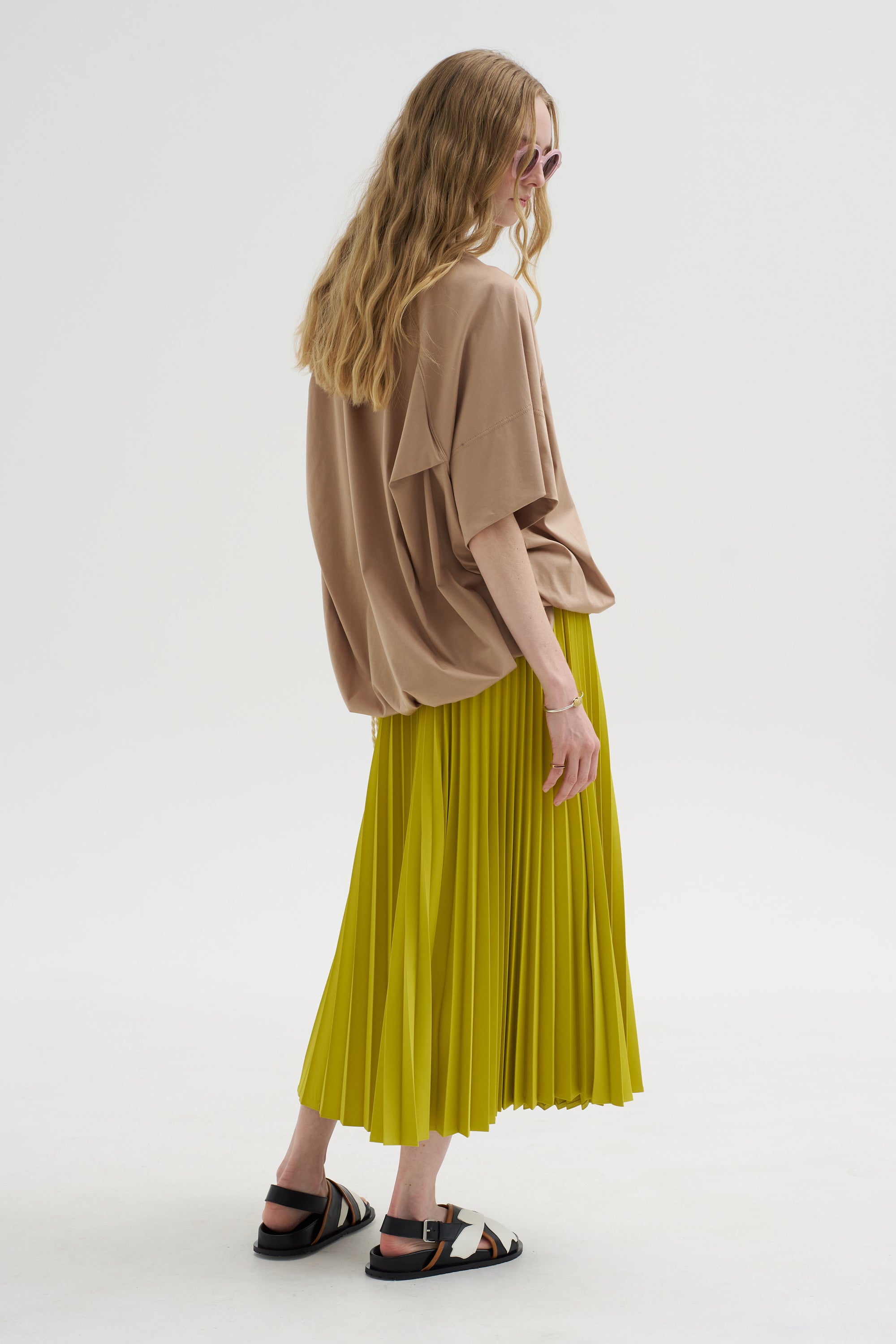 Nessa - Accordion Pleated Skirt, Atomic Yellow