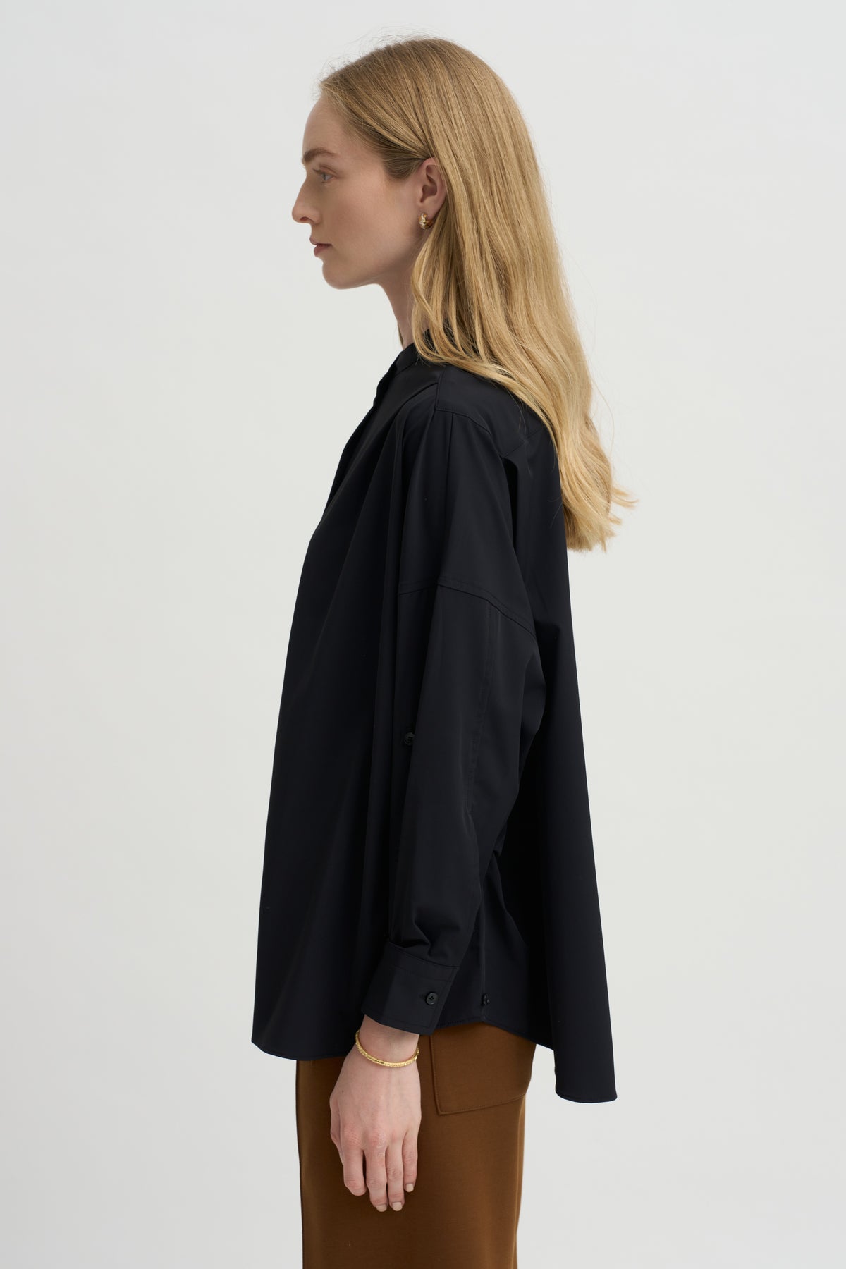 Olga Band Collar Shirt, Black