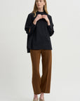 Olga Band Collar Shirt, Black