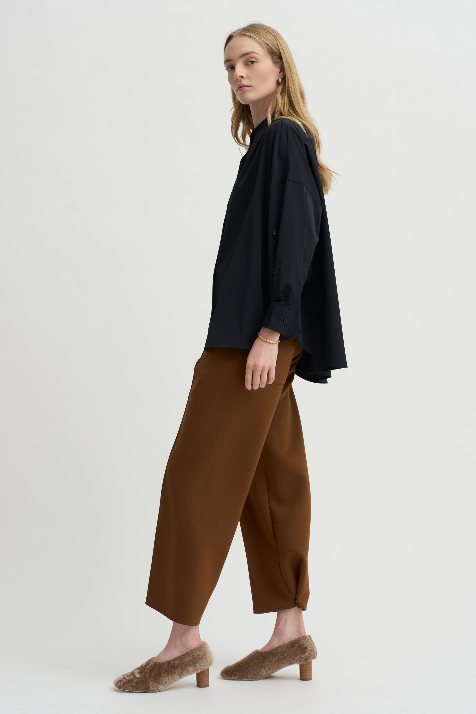 Olga Band Collar Shirt, Black