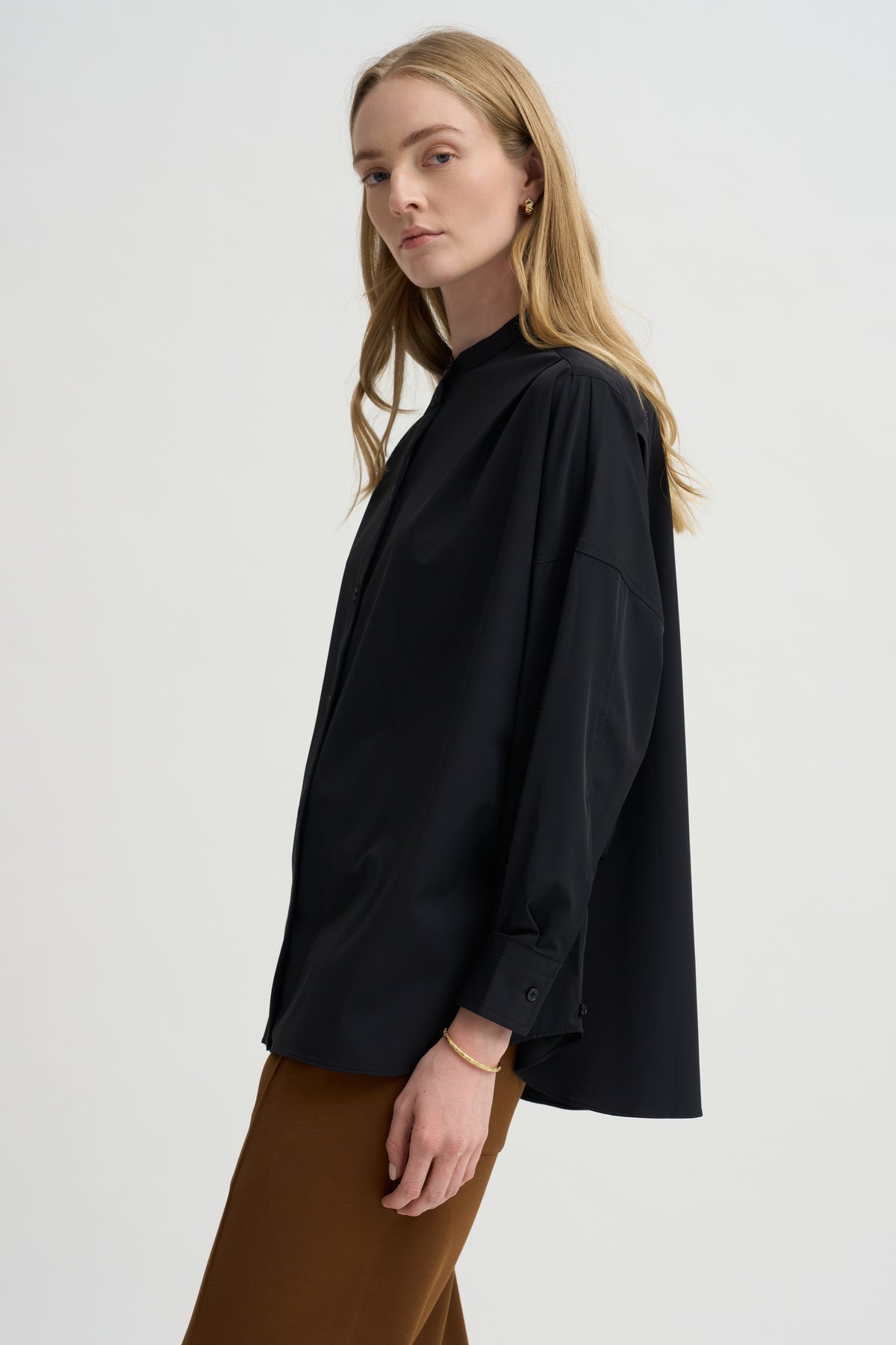 Olga Band Collar Shirt, Black