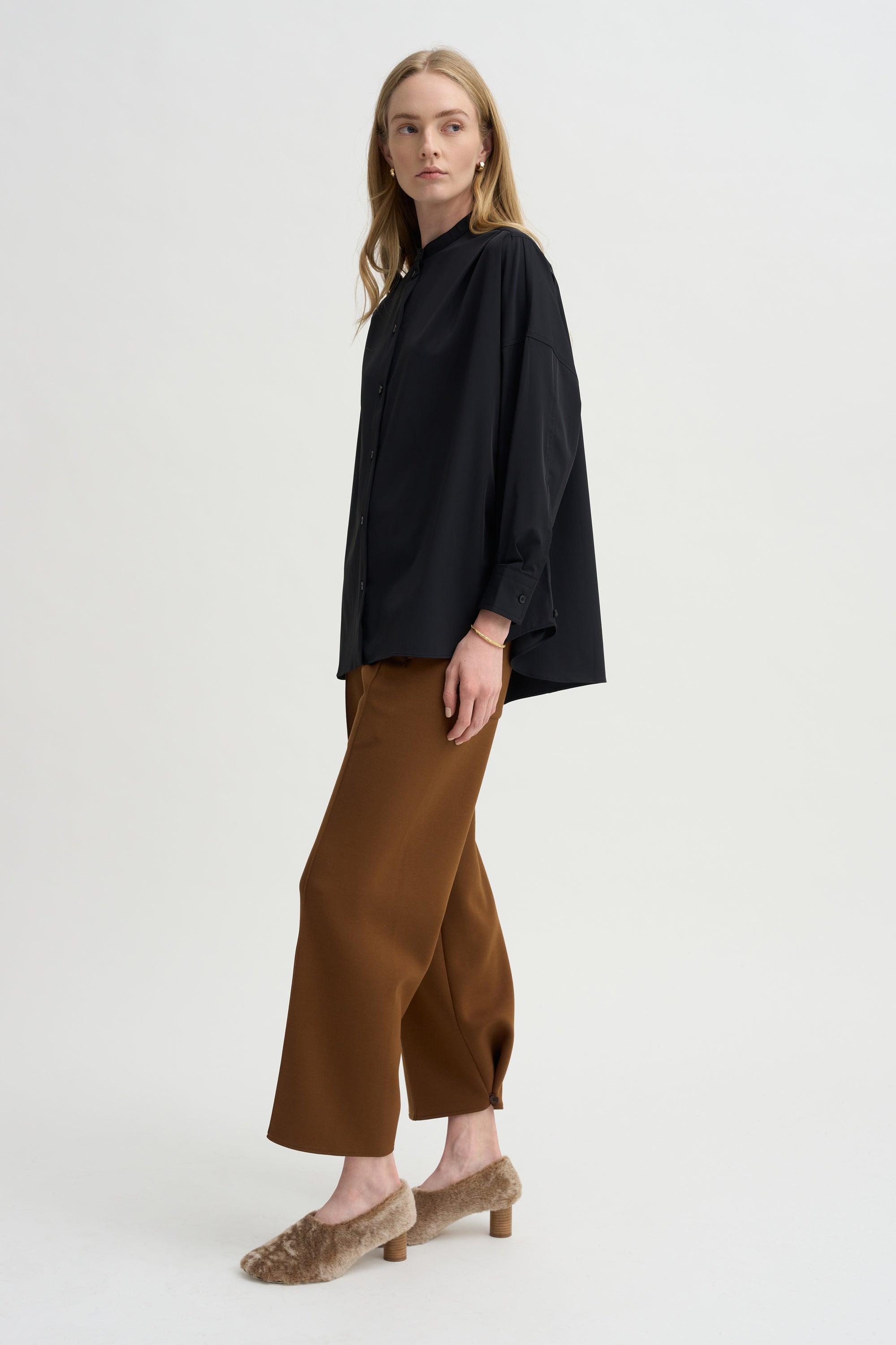 Olga Band Collar Shirt, Black