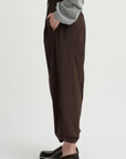 Nirvana Tucked-Hem Trousers, Dark Chocolate