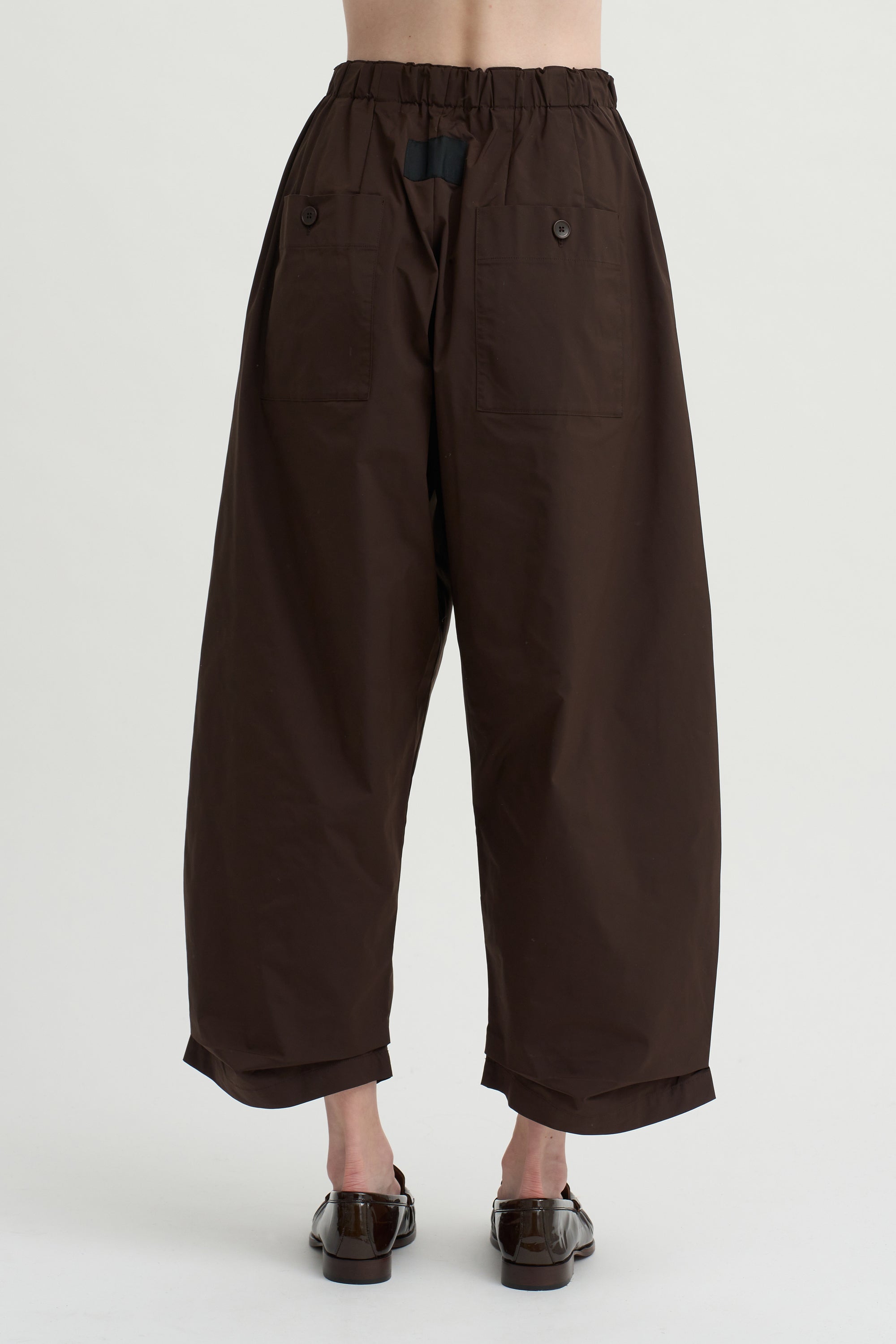 Nirvana Tucked-Hem Trousers, Dark Chocolate