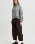 Nirvana Tucked-Hem Trousers, Dark Chocolate