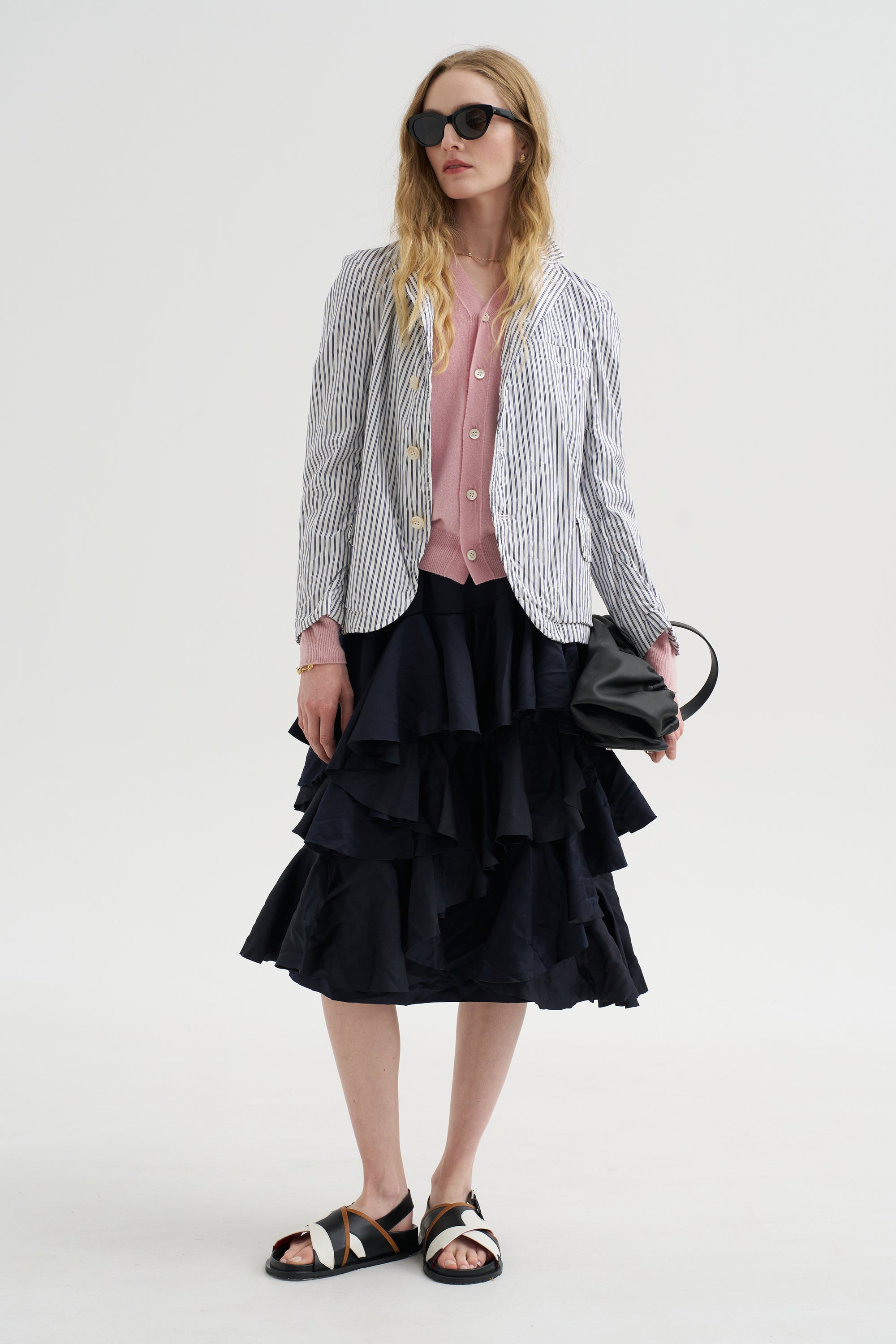 Stripe Blazer, White &amp; Navy